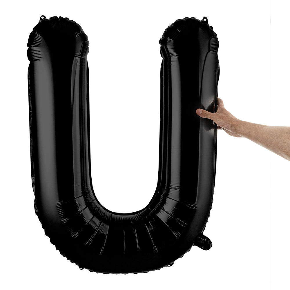 Balloonify Black Mylar Letter U Balloon - 40 Inch Large Foil Alphabet Balloon for Birthday Party Decorations, Baby Showers, Graduation Celebrations & Photo Backdrops (1 Count)