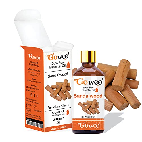 GO WOO 100% Pure Sandalwood Essential Oil for Skin Care & Facial Treatment - 1.69oz (50ml) - Natural Aromatherapy for Relaxation & Skincare Routine