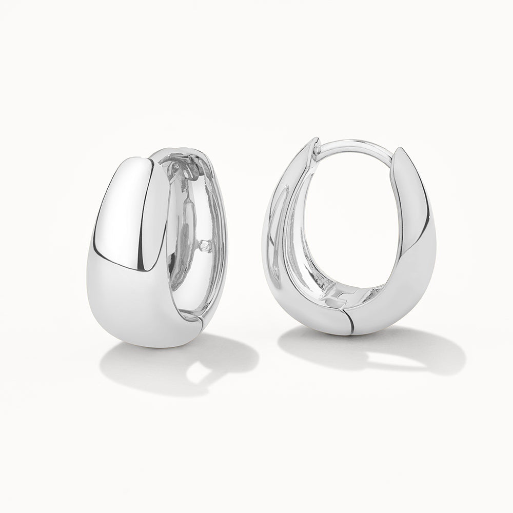 Silver Dome Huggie Hoop Earrings for Women - Minimalist Cartilage Ear Cuffs for Everyday Wear & Special Occasions