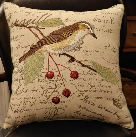 Farmhouse Decorative Throw Pillows for Couch - Embroidered Bird Design Rustic Sofa Pillows | Perfect for Living Room, Bedroom & Farmhouse Decor