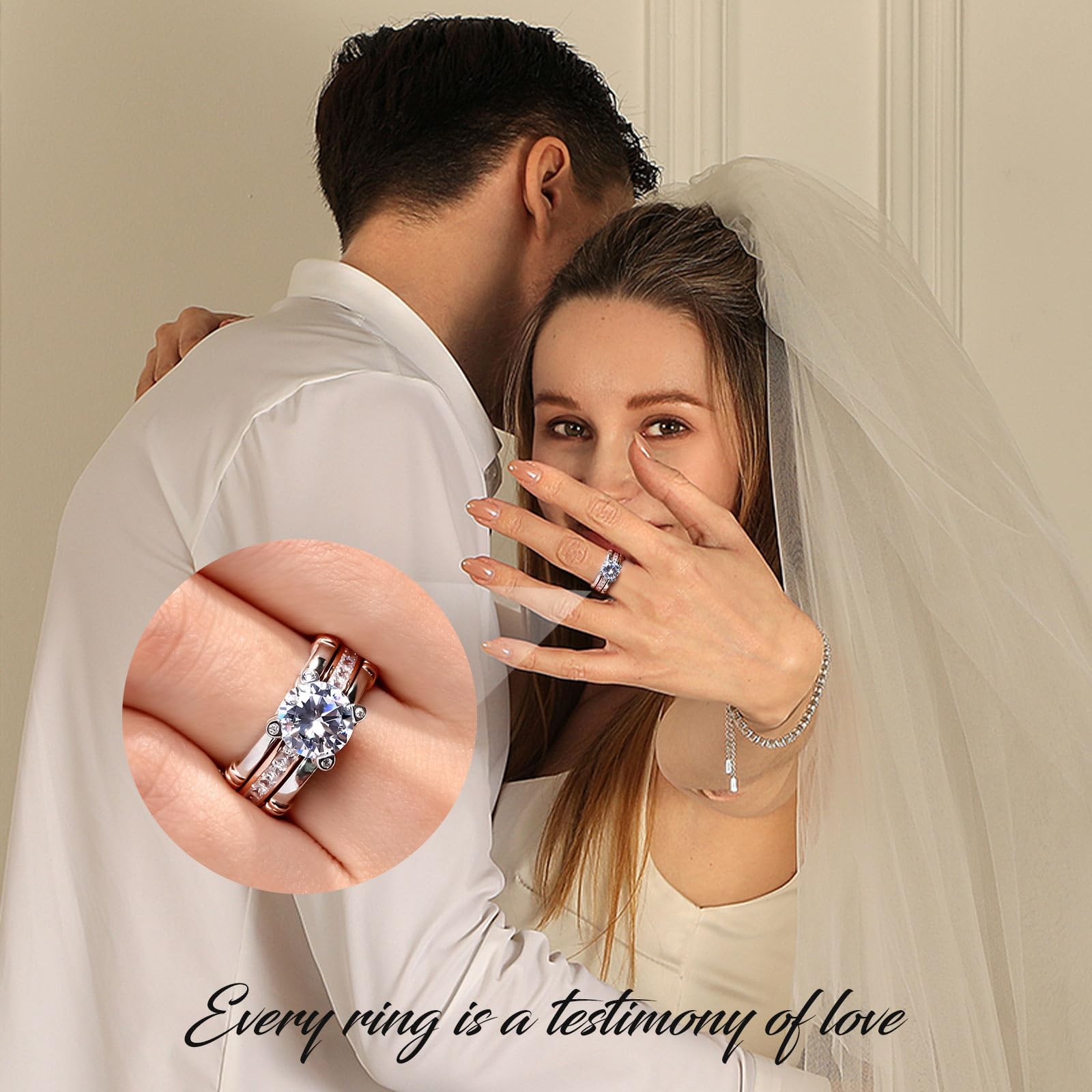 Jeulia Diamond Band Rings for Women - Sterling Silver CZ Interchangeable Ring Sets | Wedding, Engagement, Anniversary, Promise Ring, Bridal Jewelry Sets | Perfect for Proposals, Bridal Parties & Romantic Gifts