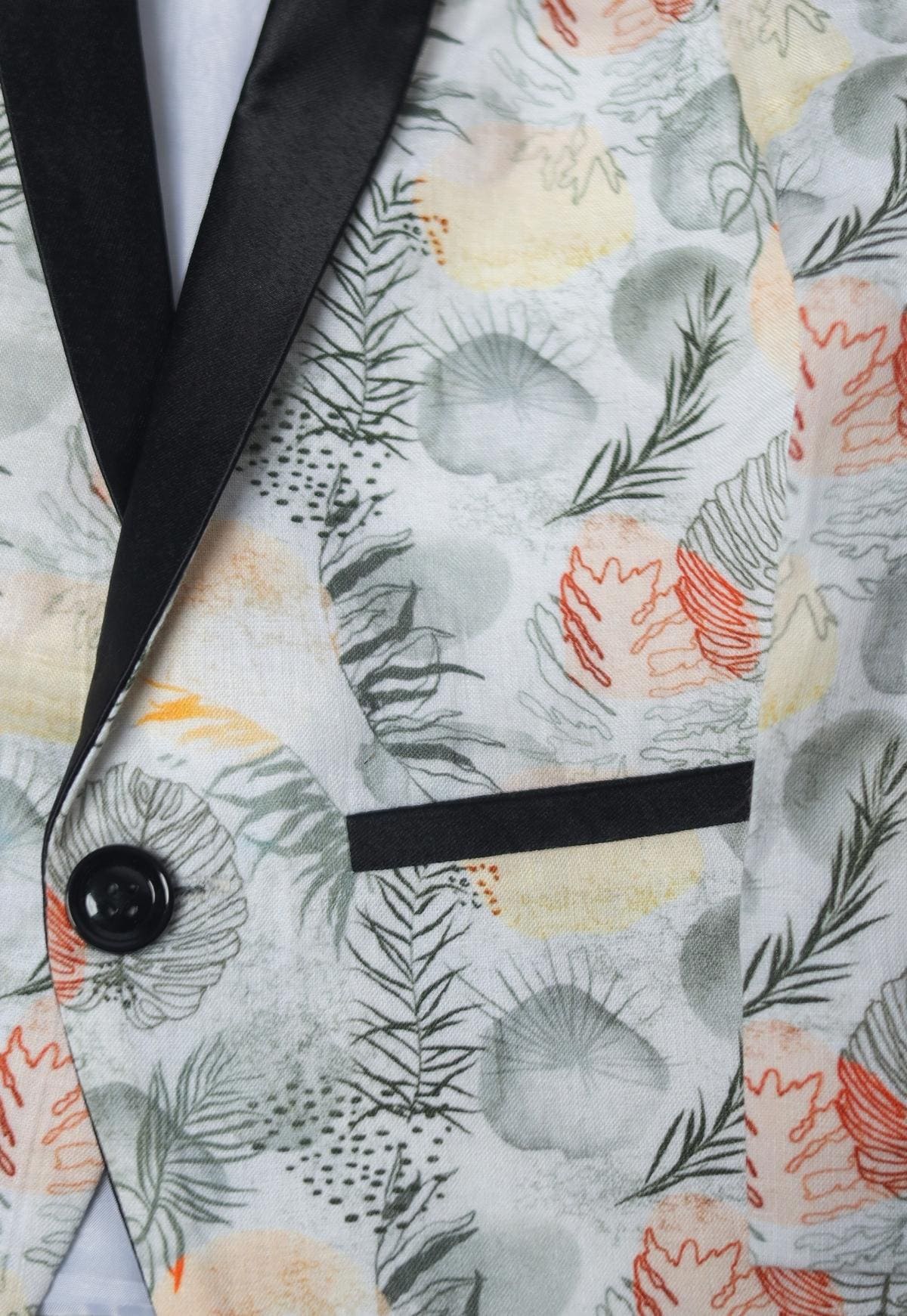 Pre Order: Grey Leaves Printed Pure Linen Blazer Set for Women - Stylish Summer Office Wear & Casual Outfits