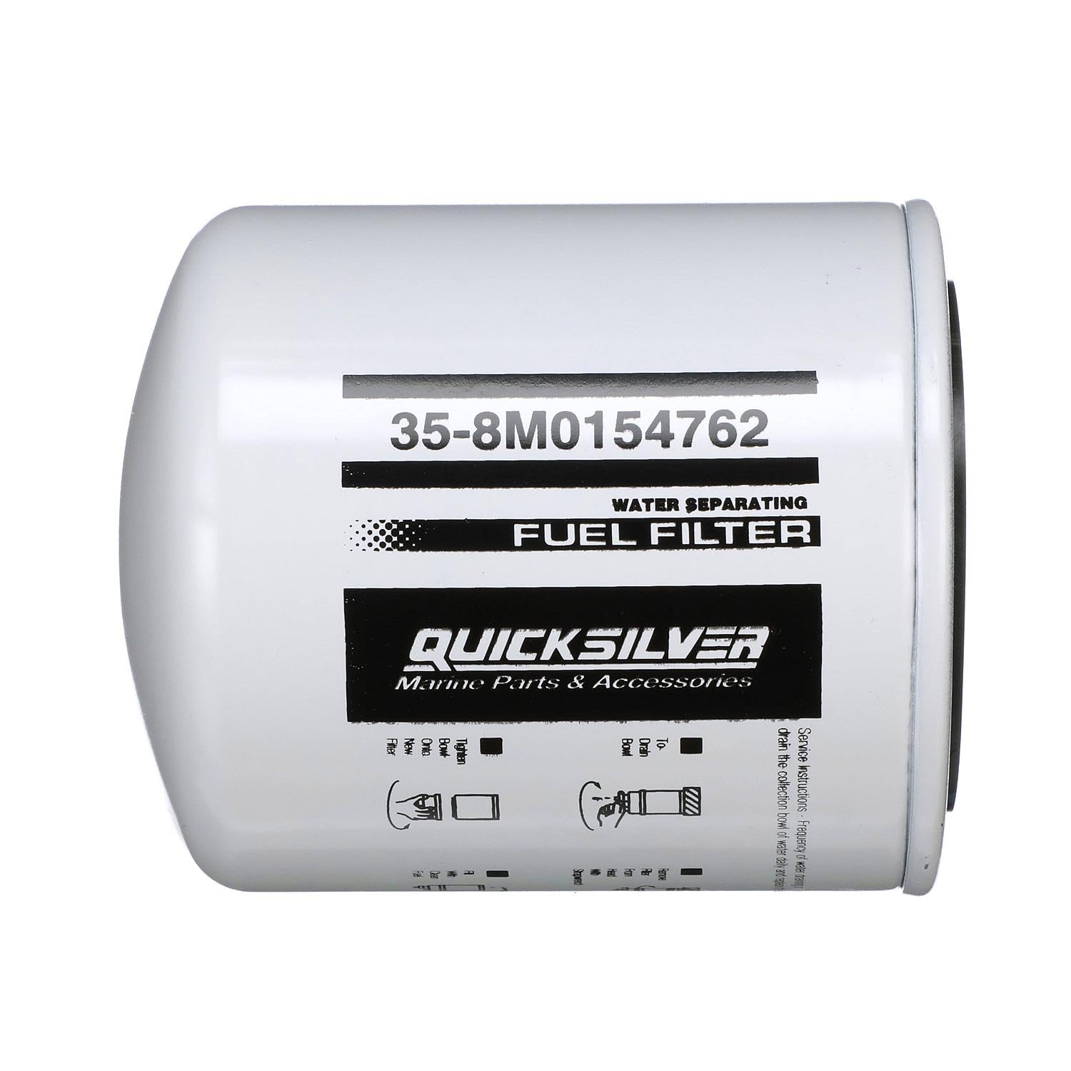 Quicksilver 8M0154762 Marine Water Separating Fuel Filter - Compatible with Mercury, Yamaha, Evinrude & Other Outboard Engines | Prevents Water Contamination for Smooth Boating Performance