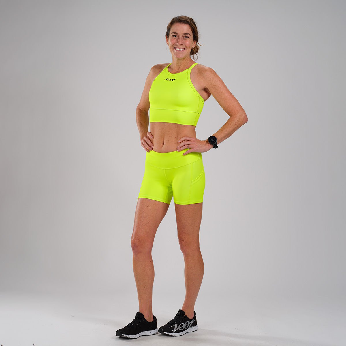Women's Running Shorts - High Waist Neon Yellow Workout Shorts for Women | Breathable & Comfortable Gym Shorts | Perfect for Jogging, Yoga & Fitness Training