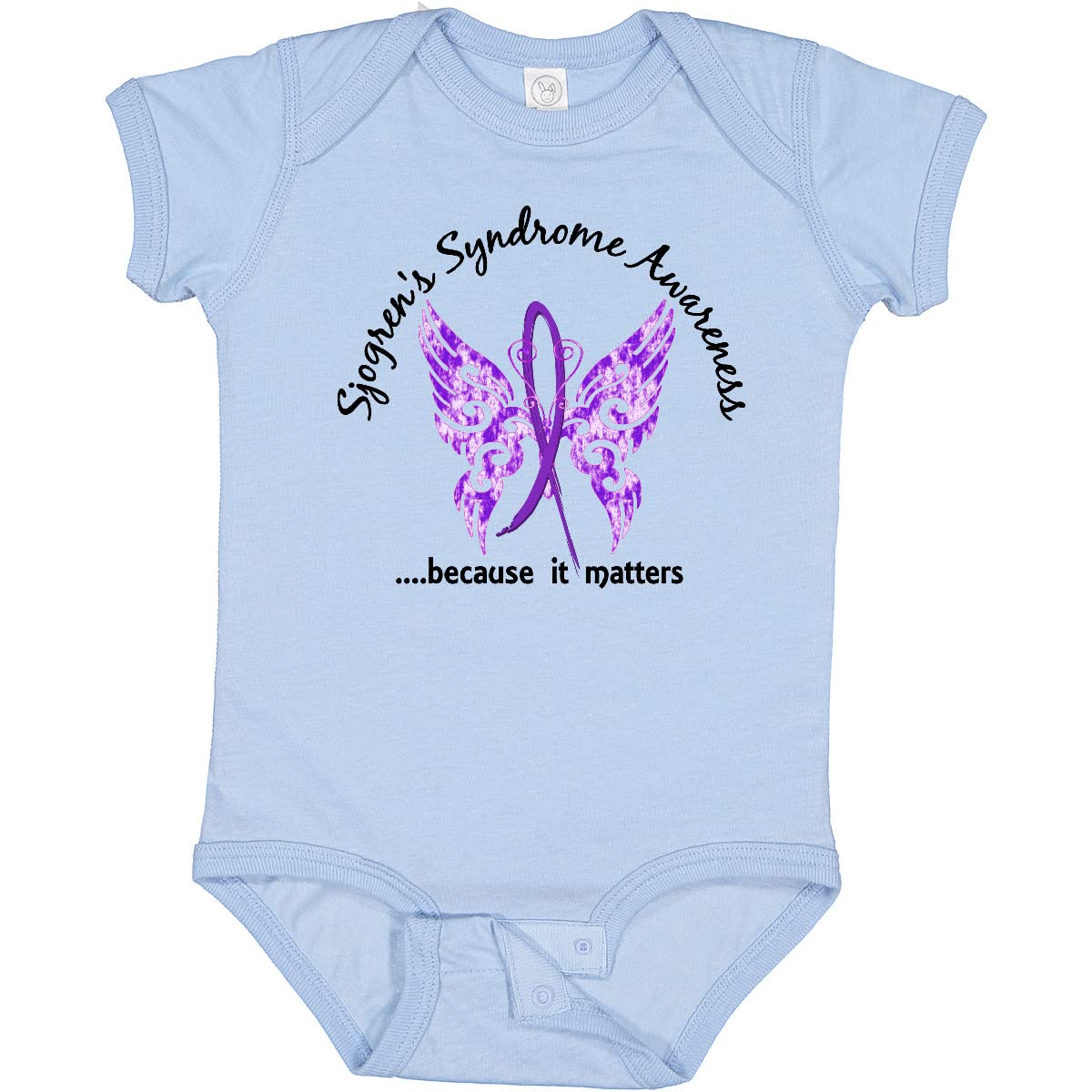 Inktastic Sjogrens Syndrome Awareness Butterfly 6.1 oz Baby Bodysuit - Soft Cotton Infant Onesie for Fundraising & Support Events