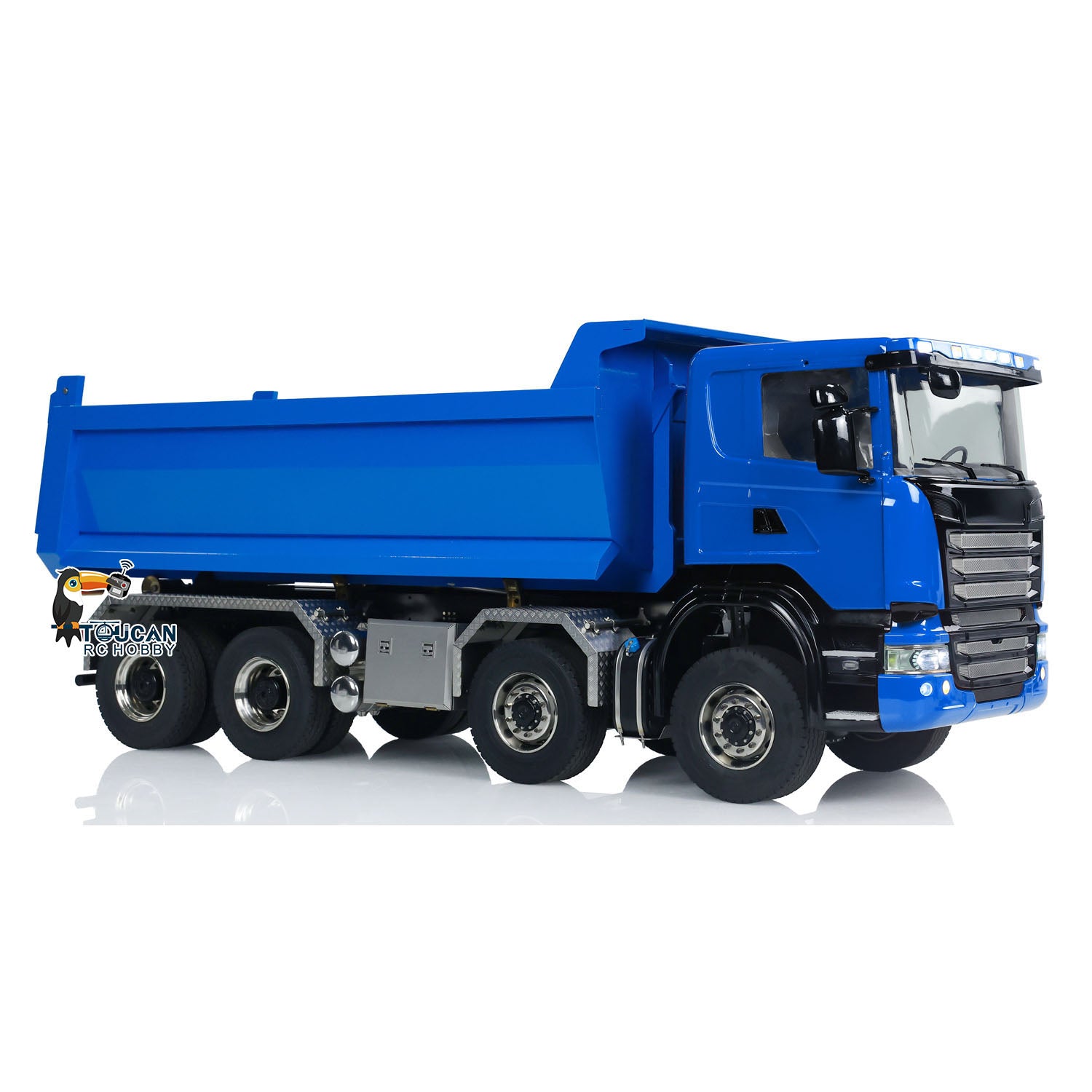 1:14 Scale 8x8 RC Hydraulic Dump Truck with Roll On/Off Function - Remote Controlled Tipper Car with Realistic Sounds & LED Lights - U-Shaped High Bucket & Timber Flatbed for Construction Site Play & Collectors - Perfect for Kids Outdoor Play, Construction Toy Enthusiasts, and RC Vehicle Lovers