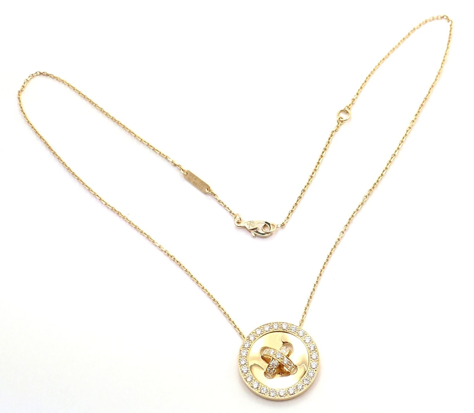 Authentic Van Cleef & Arpels 18k Yellow Gold Diamond Button Pendant Necklace for Women - Luxury Jewelry Gift for Anniversary, Birthday & Special Occasions
