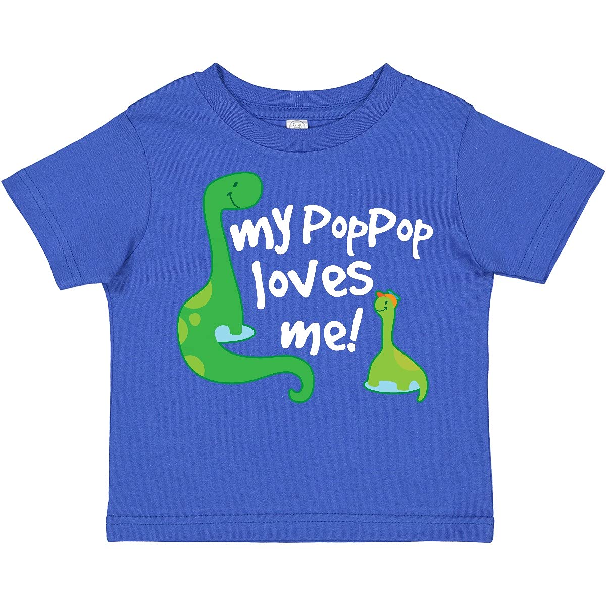 Inktastic My Pop Pop Loves Me Dinosaur Toddler T-Shirt - Cute Dino Graphic Tee for Grandkids - Perfect for Playdates, Family Photos & Grandparents Day Gifts