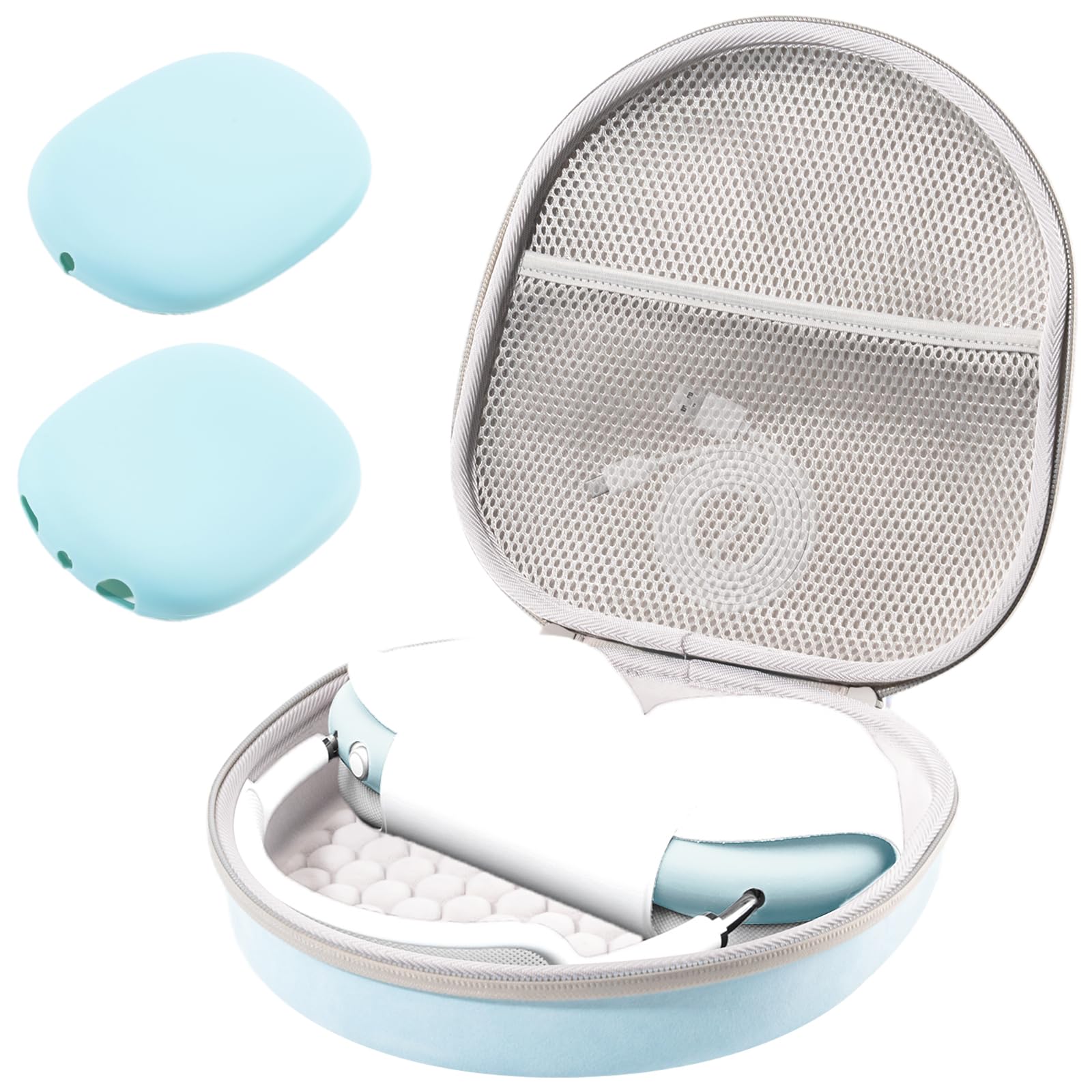 ProCase AirPods Max Travel Case - Light Blue Hardshell Protective Cover with Mesh Pocket for Headphones & Accessories | Perfect for Travel, Commuting & Daily Storage