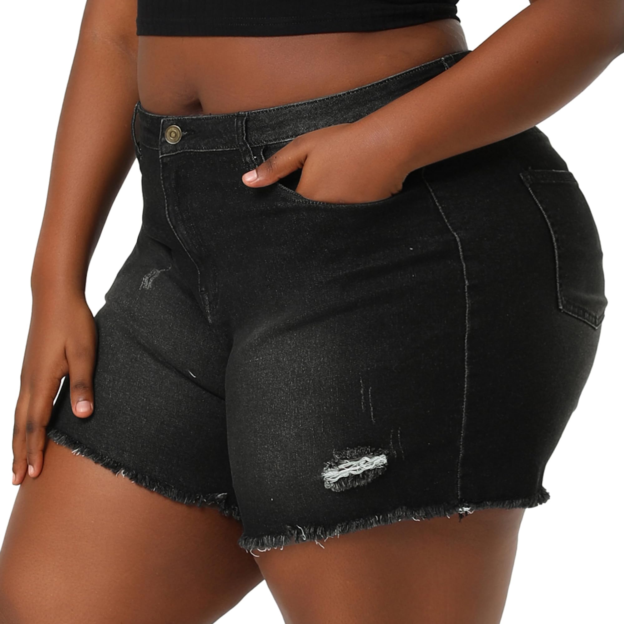 Agnes Orinda Women's High Waisted Ripped Stretchy Denim Shorts - Plus Size Jean Shorts for Summer | Casual Outfit, Beach Wear & Street Style Fashion