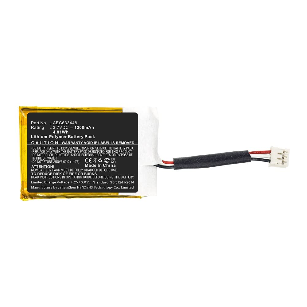 Synergy Digital Replacement Battery for Skullcandy AEC633448 Speaker - 3.7V 1300mAh Li-Polymer Battery | Perfect for Outdoor Parties, Travel & Home Audio Systems