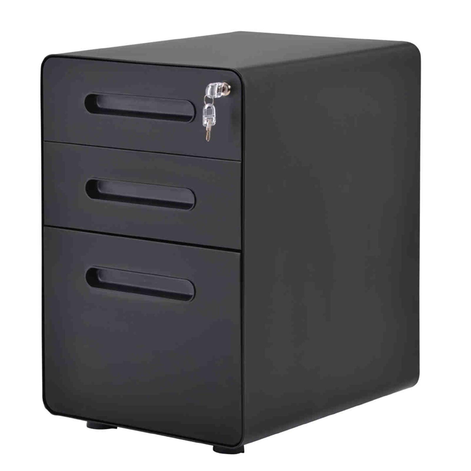 FLSOAY 3-Drawer Coffee Tray Side Table Nightstand - Simple Locker File Cabinet Storage Rack for Home & Office Furniture | Perfect for Living Room, Bedroom, and Workspace Organization