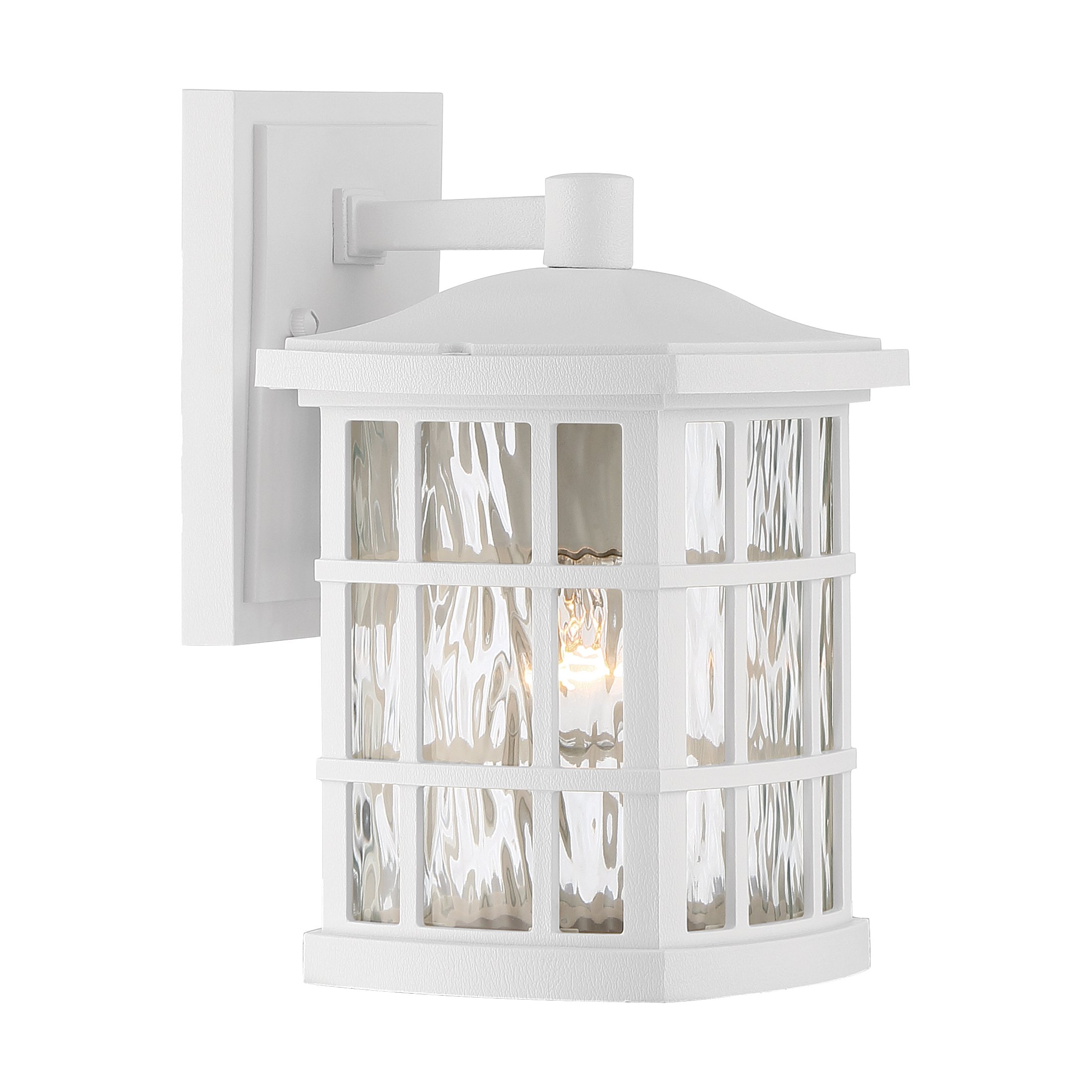 Quoizel Stonington 10.5 Inch Outdoor Wall Lantern - Matte White Vintage Wall Sconce with Clear Water Glass, 100W Weatherproof Exterior Light for Patio, Porch, Garage, Yard & Coastal Homes | Perfect for Outdoor Entertaining, Pathway Lighting & Home Security