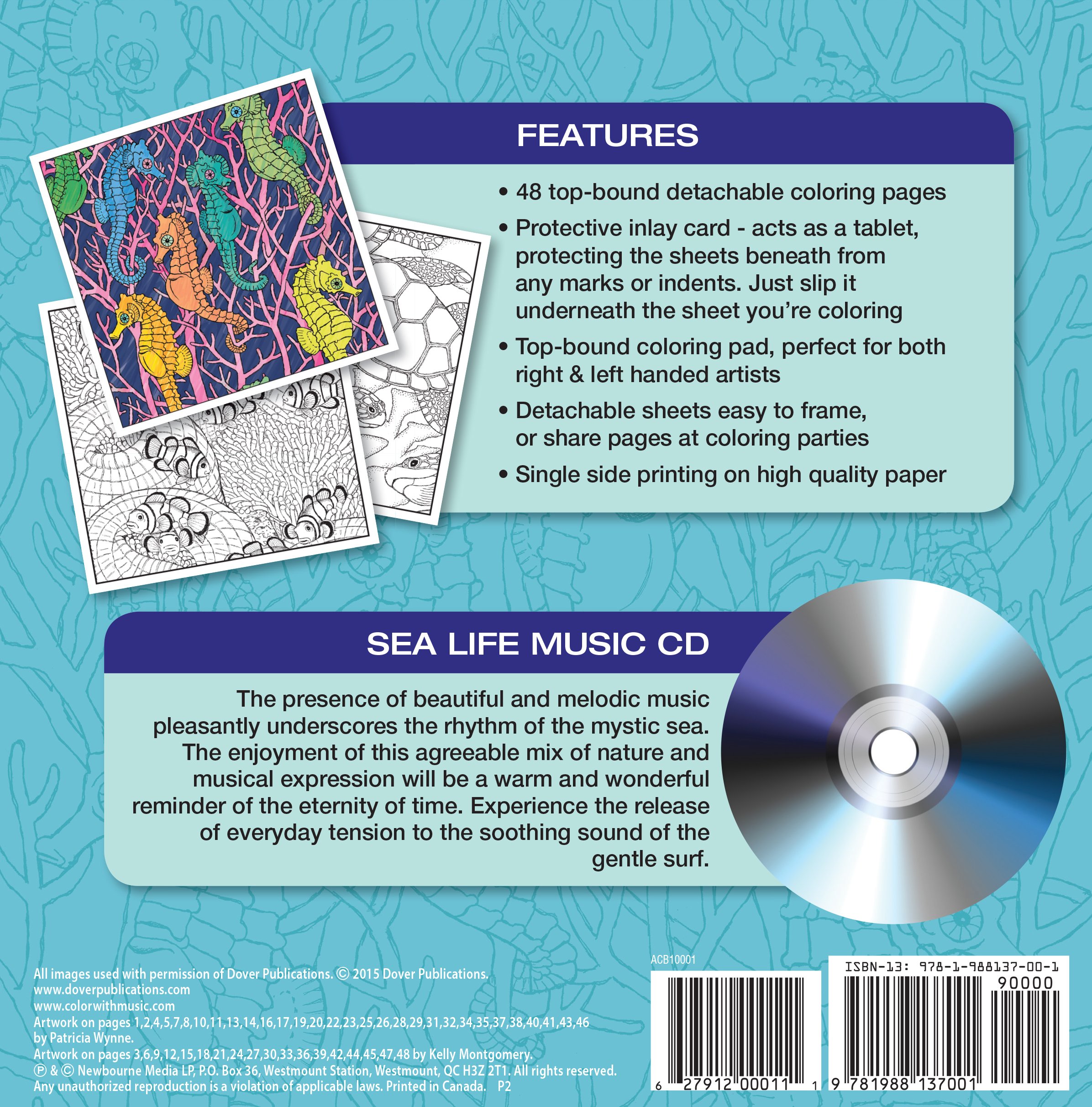 Sea & Ocean Life Adult Coloring Book with Relaxing Music CD - Stress Relief & Mindfulness Coloring for Adults | Perfect for Meditation, Art Therapy & Relaxation at Home