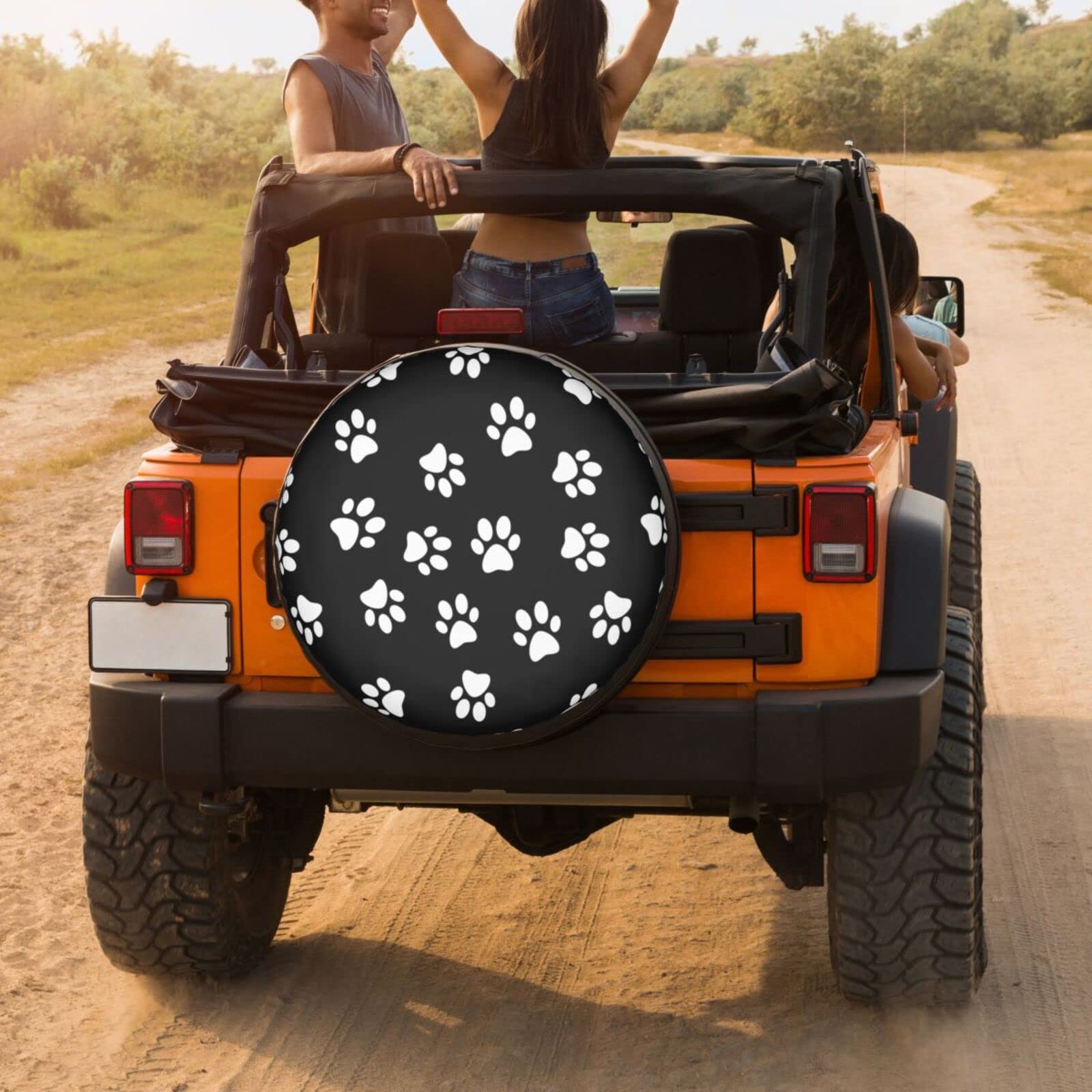 15 Inch Dog Paw Print Spare Tire Cover - Waterproof & Dust-Proof Wheel Protector for Trailers, RVs, SUVs & Most Vehicles | Perfect for Camping, Road Trips & Outdoor Adventures