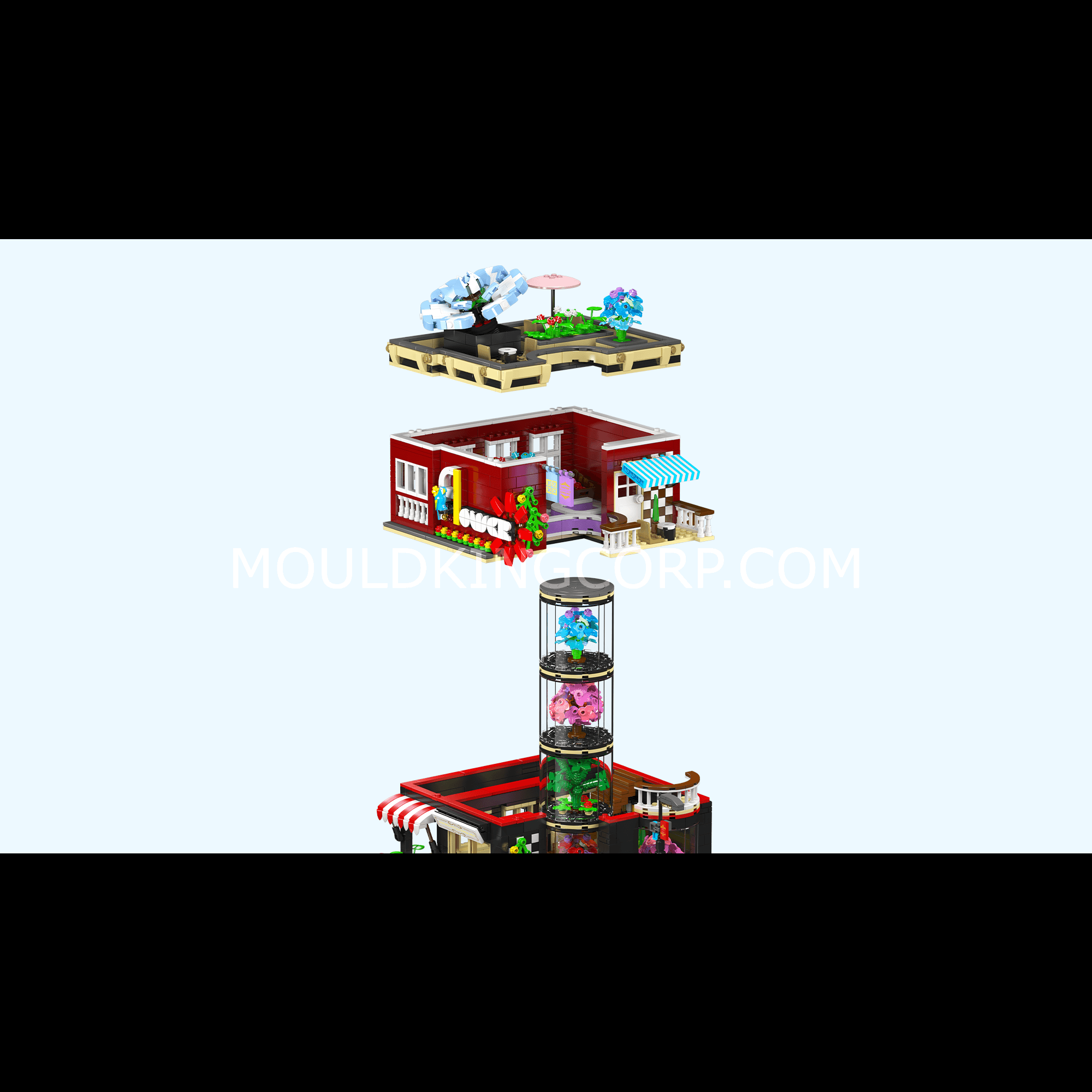 Mould King 16056 NovaTown Flower Shop Building Set - 2,291 Pieces DIY Modular House Kit for Adults & Teens | Perfect for Home Decoration, Gift Ideas & Creative Play