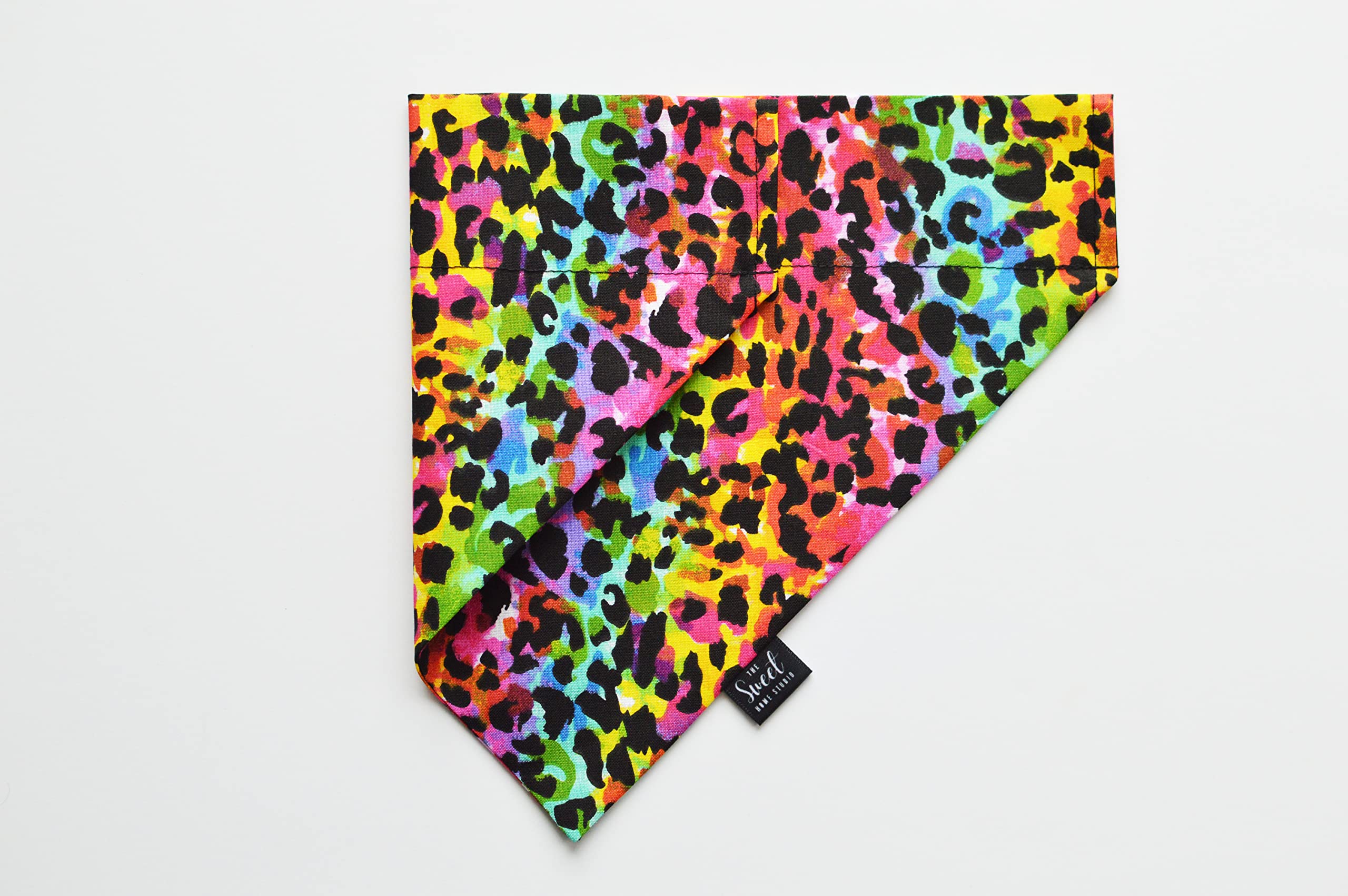 Rainbow Dog Bandana - Slip-On Pet Neckerchief for Dogs & Cats - LGBTQ Pride Accessory - Cute Gift for Pets (Rainbow Cheetah Print, Small) - Perfect for Pride Parades, Pet Parties & Everyday Wear