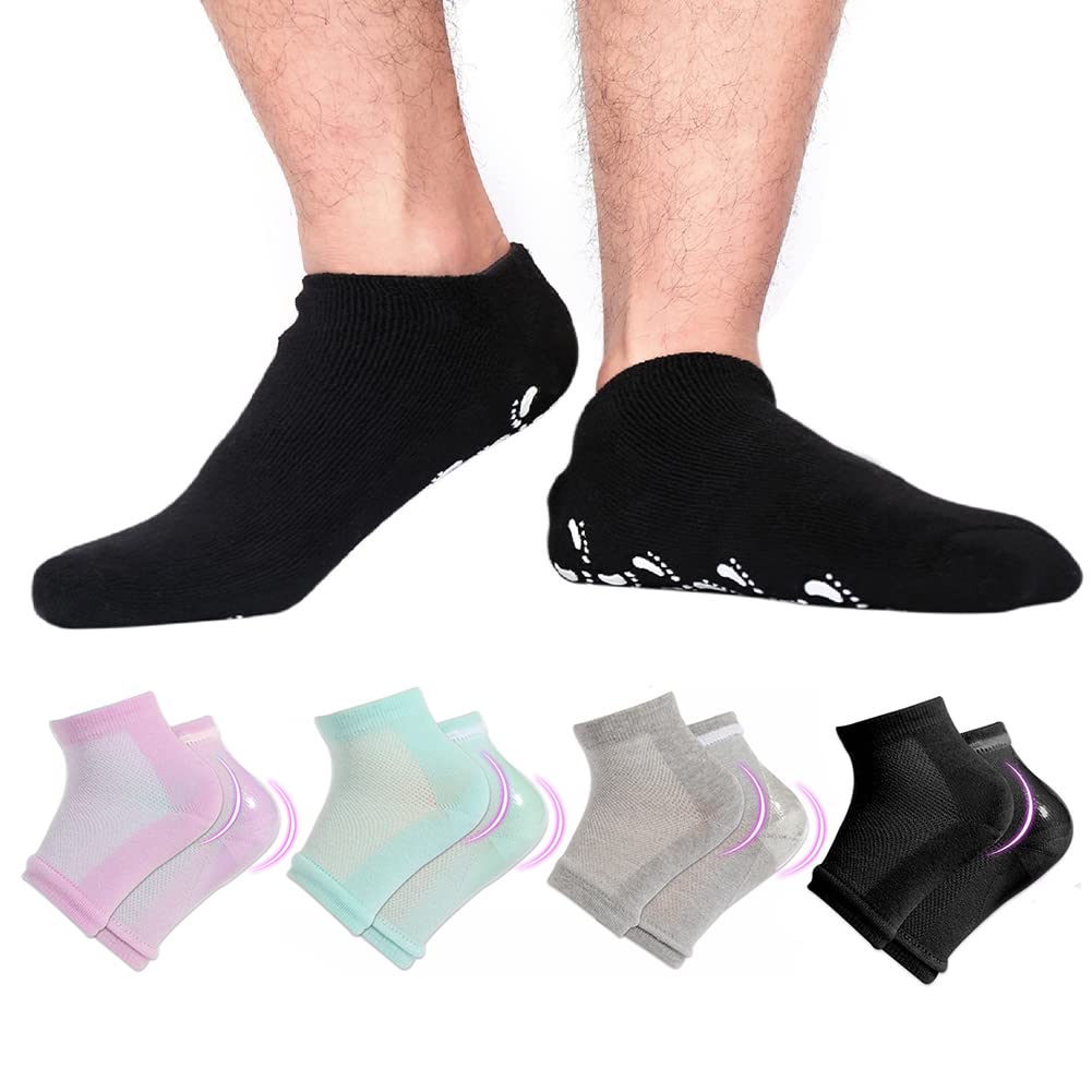 2 Pairs Men's Moisturizing Socks & 4 Pairs Heel Moisturizing Socks - Ultra Soft Breathable Cotton for Dry Cracked Feet Relief - Perfect for Winter, Hiking & Daily Comfort