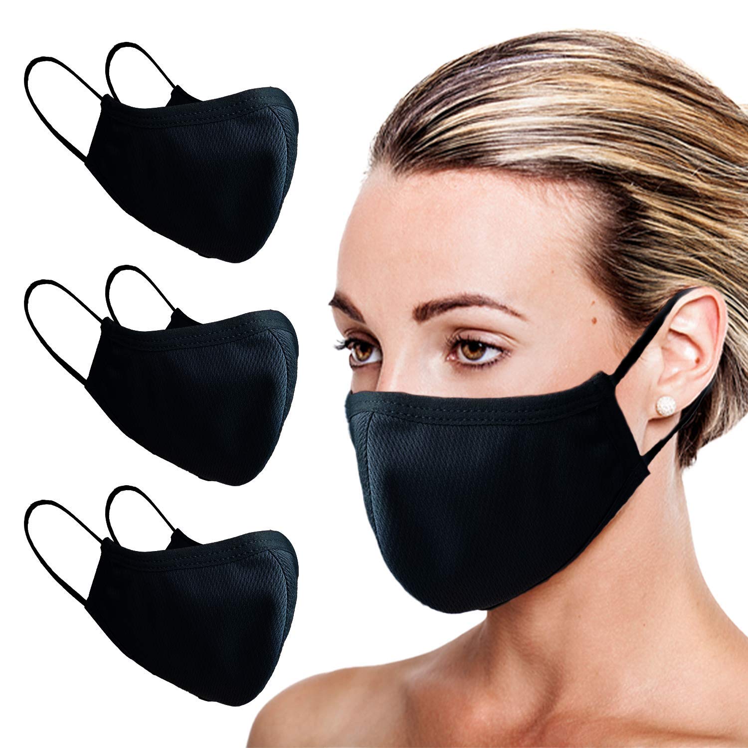 London Labs 3-Ply Reusable Cotton Face Masks for Men & Women - Breathable, Comfortable & Washable - Pack of 3 - Perfect for Daily Use, Travel & Outdoor Activities