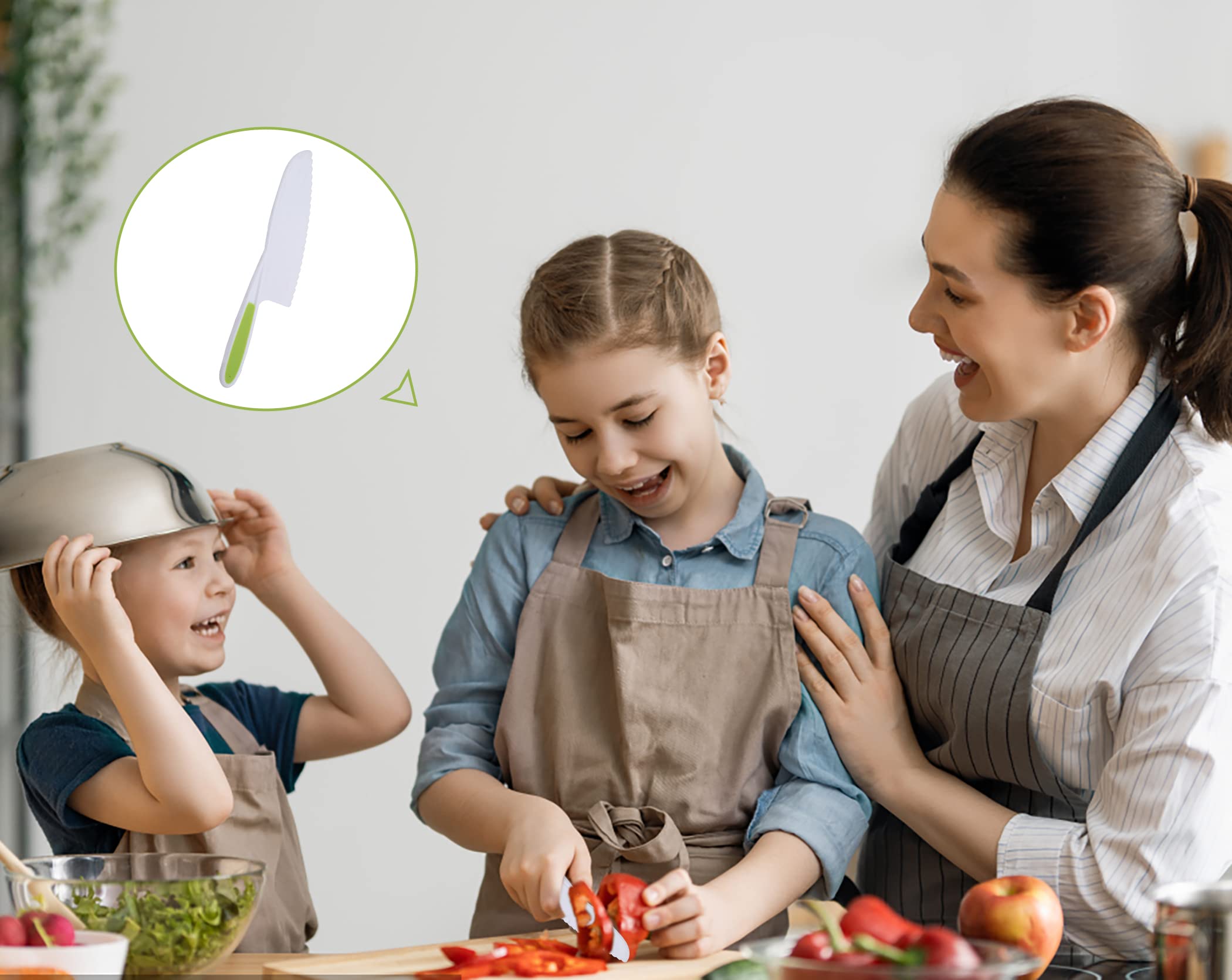 KOLODOGO 10-Piece Wooden Kids Kitchen Knife Set - Safe Plastic Slicers, Cooking Knives & Cake Scraper with Adorable Rectangle Cutting Board | Perfect for Toddler Cooking Pretend Play, Birthday Gifts & Montessori Learning Activities