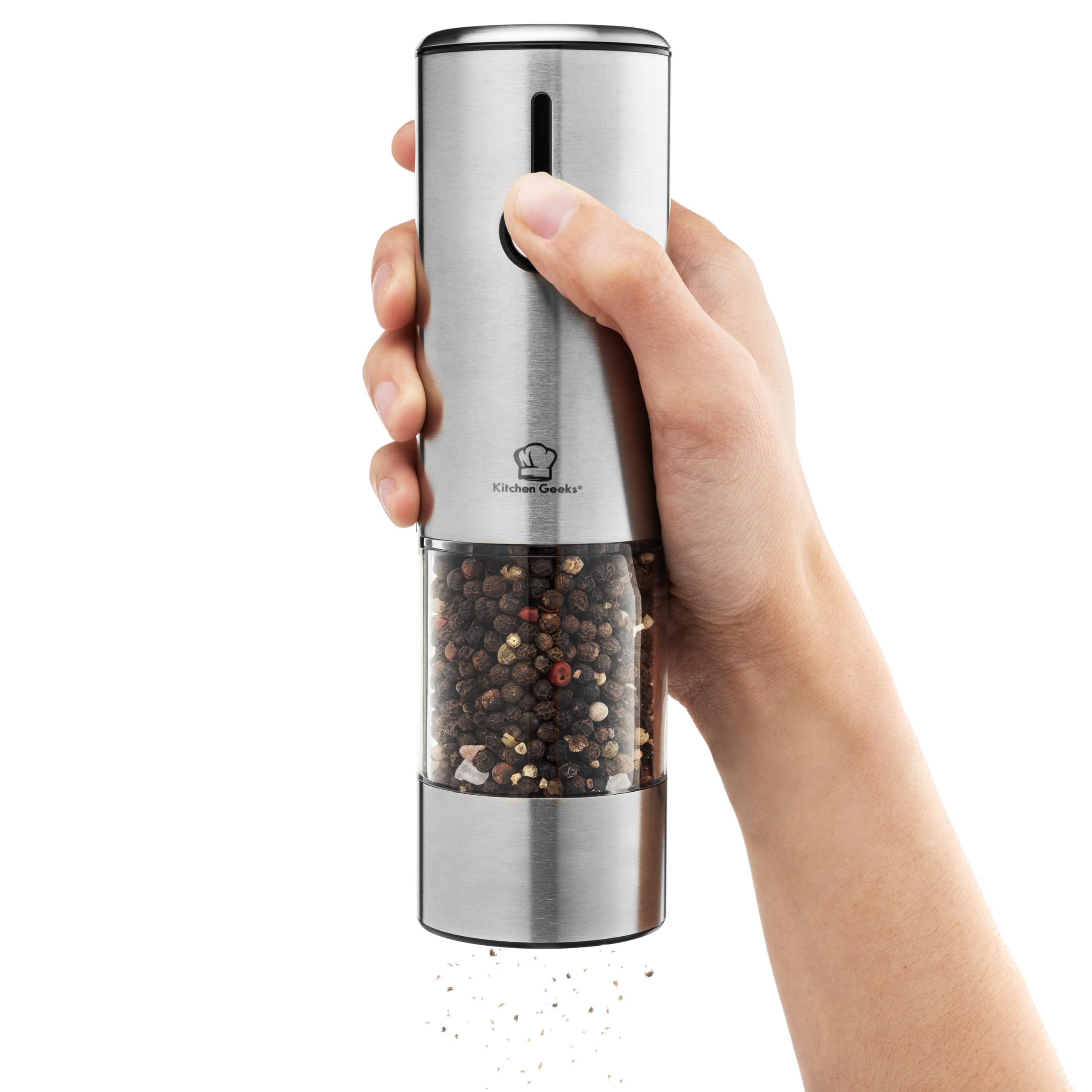 USB Rechargeable Electric Salt and Pepper Grinder Set - One-Handed Automatic Stainless Steel Mill with Adjustable Coarseness & LED Light - Battery-Free, Easy Refill - Perfect for Kitchen, Camping & Dining