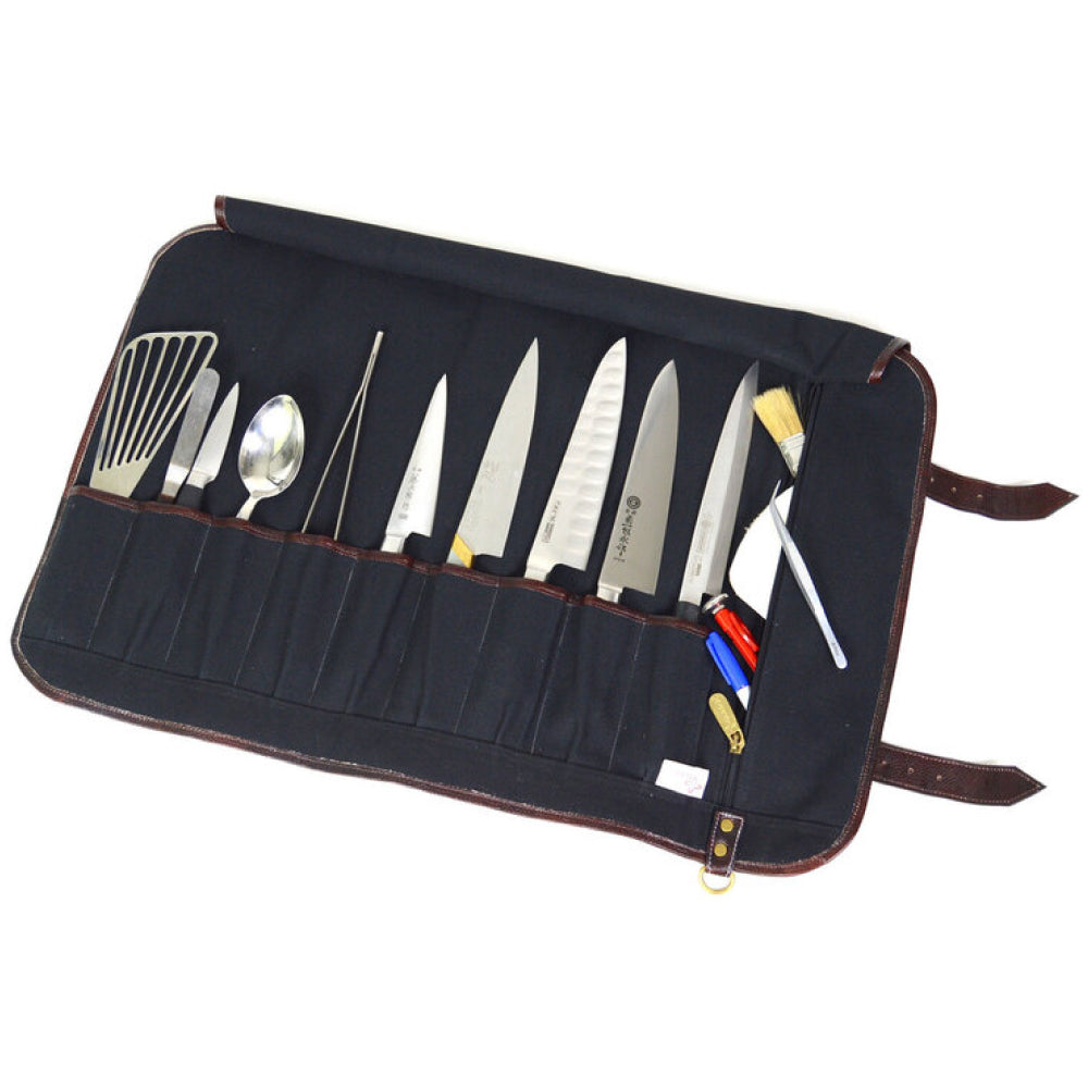 Boldric BOCKR111 9-Pocket Black Canvas Knife Roll Bag - Perfect for Chefs, Butchers & Outdoor Enthusiasts