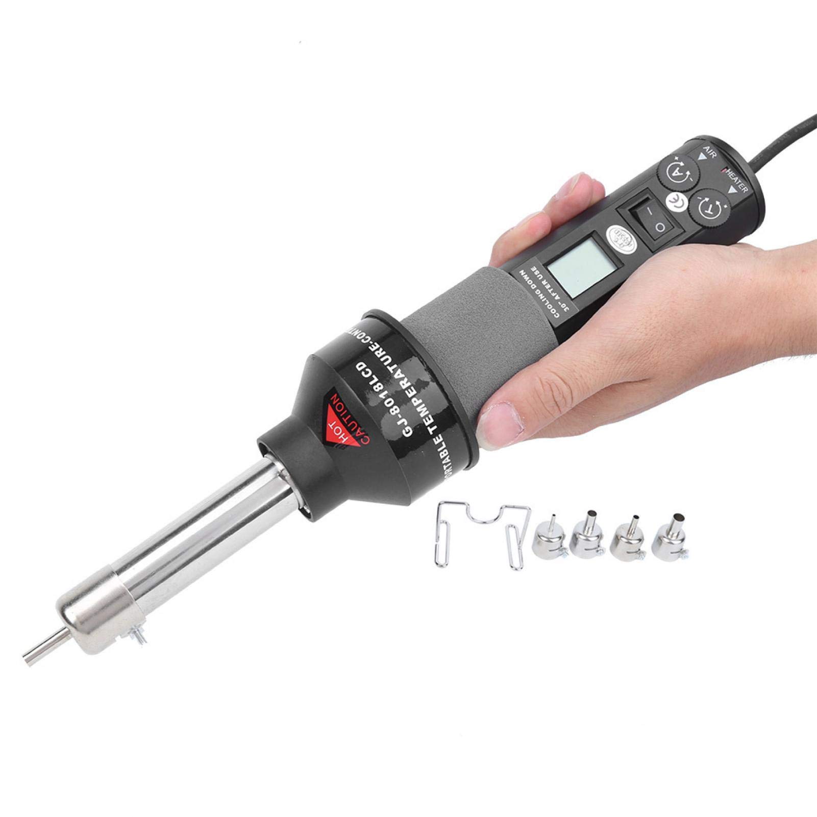 200W Heat Gun with Digital Thermostat - Portable Handheld Hot Air Gun for Soldering, Shrinking, Drying | Industrial & DIY Tool with US Plug (110V) - Perfect for Crafts, Electronics Repair, and Home Improvement Projects
