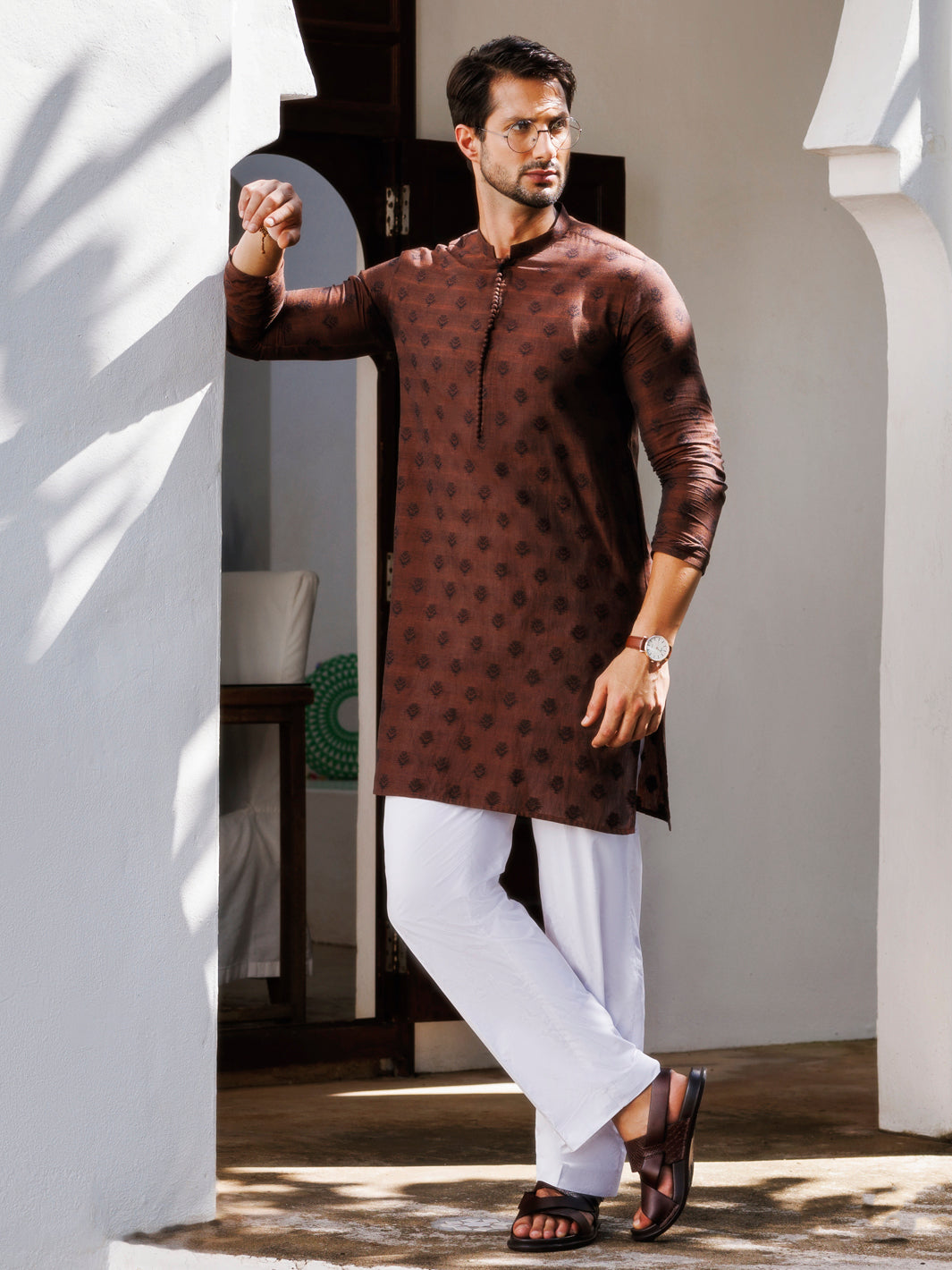 Premium Cotton Brown Kurta for Men by J. Junaid Jamshed - Comfortable Traditional Pakistani Attire for Eid, Weddings & Casual Wear
