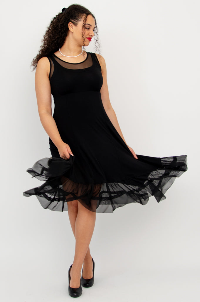 Danube Dress - Black Bamboo Fabric Women's Summer Dress for Casual Wear, Beach Outings, and Date Nights