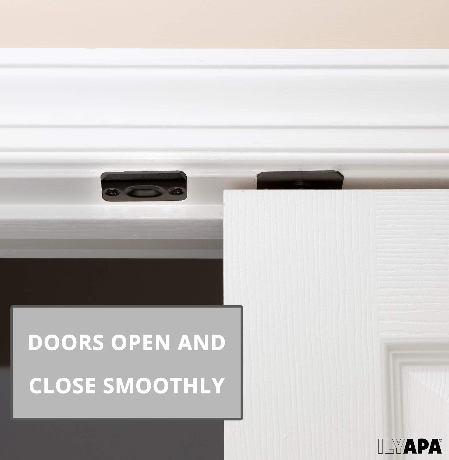 Ilyapa Black Ball Catch Door Hardware - 2 Pack | Invisible French Ball Catch for Closet & Pantry Doors | Durable Cabinet Latch for Smooth Silent Closing | Perfect for Wardrobes, Kitchen Cabinets & Sliding Doors