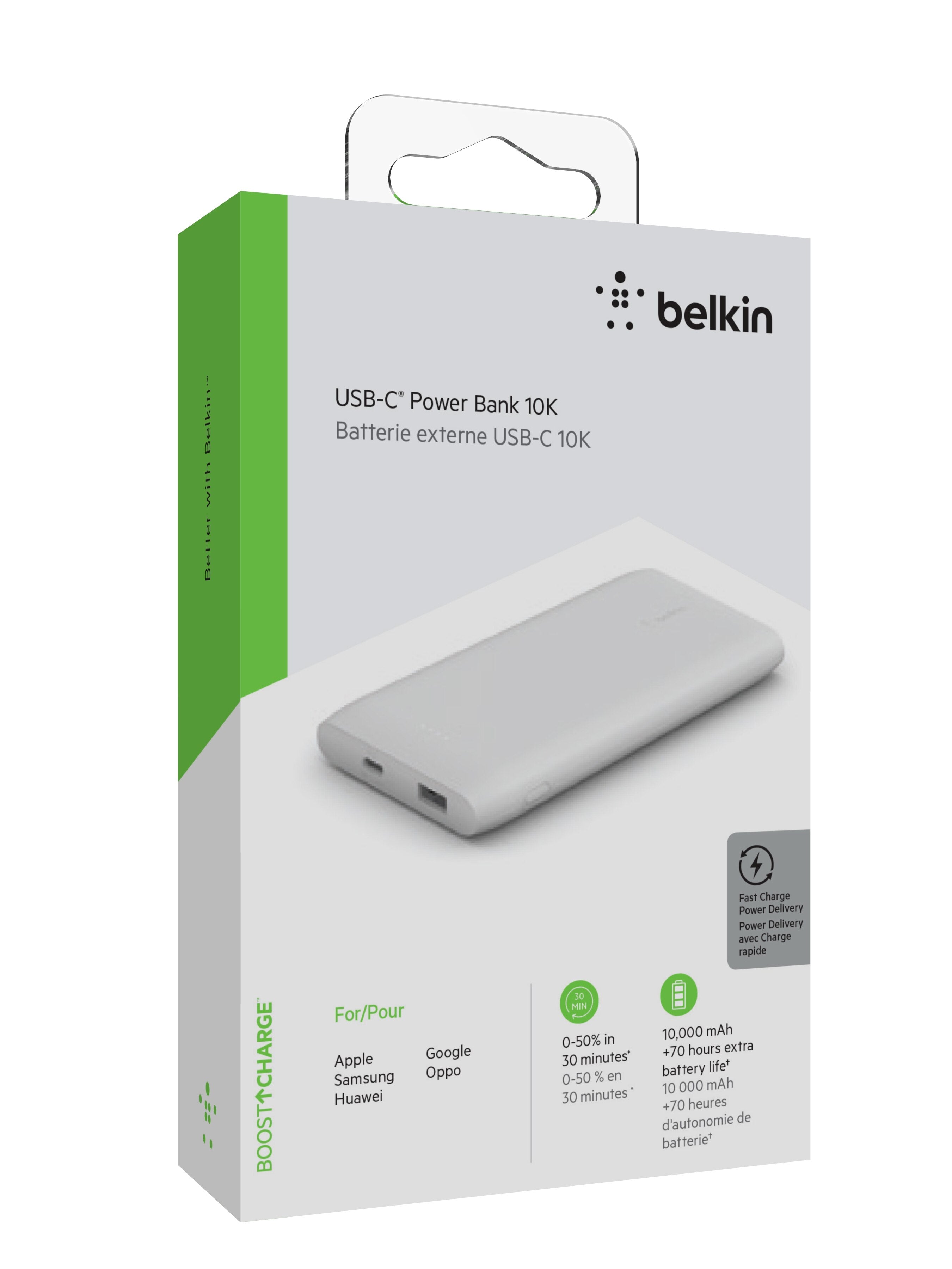 Belkin BOOST↑CHARGE™ 10K PD USB-C Portable Charger with USB-C Cable - Fast Charging for iPhone, Samsung, MacBook & More | Perfect for Travel, Work & Outdoor Adventures