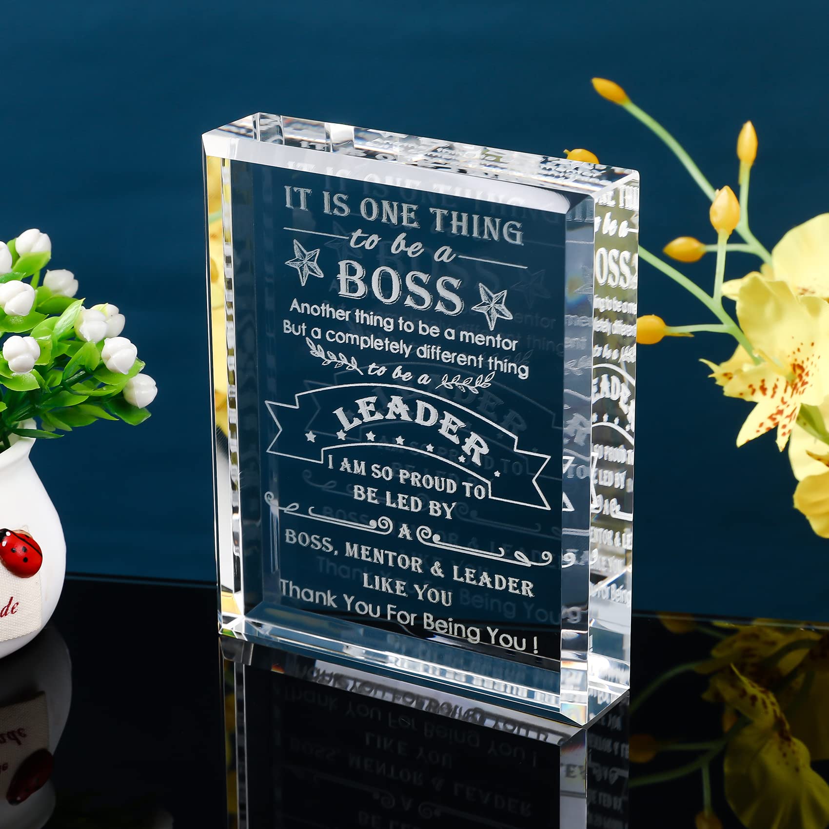 Premium Crystal Boss Gift Set for Men & Women - Elegant Office Keepsake for Mentor, Supervisor & Leader | Perfect for Retirement, Farewell, Christmas, Birthday & Boss Day | Thoughtful Appreciation Gift for Workplace Scenarios