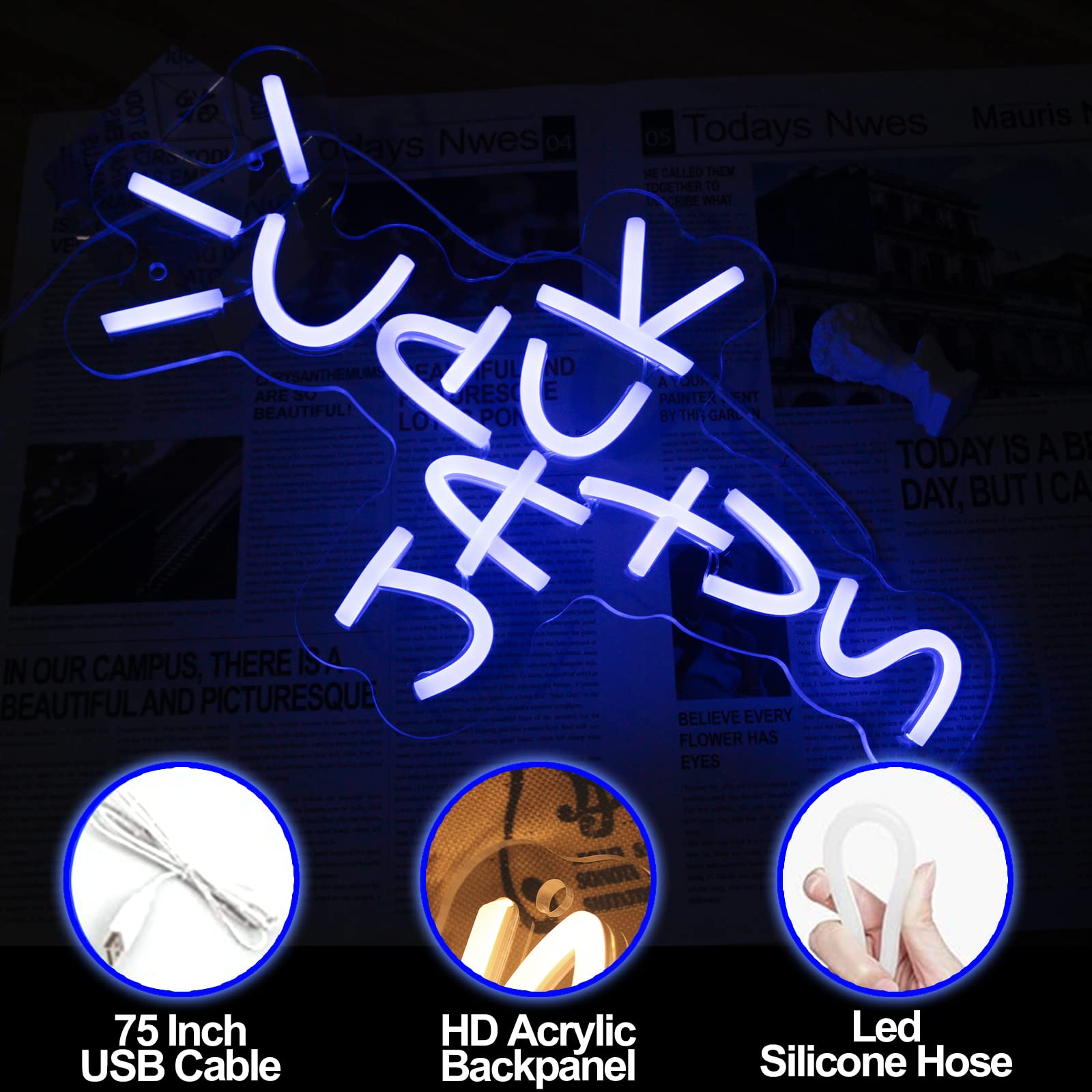 Cactus Jack Blue Neon Sign - LED Wall Art Decor for Bedroom, Home Bar, Pub & Party | USB Powered Rap & West Coast Themed Light Up Hanging Sign for Music Lovers & Urban Style Spaces