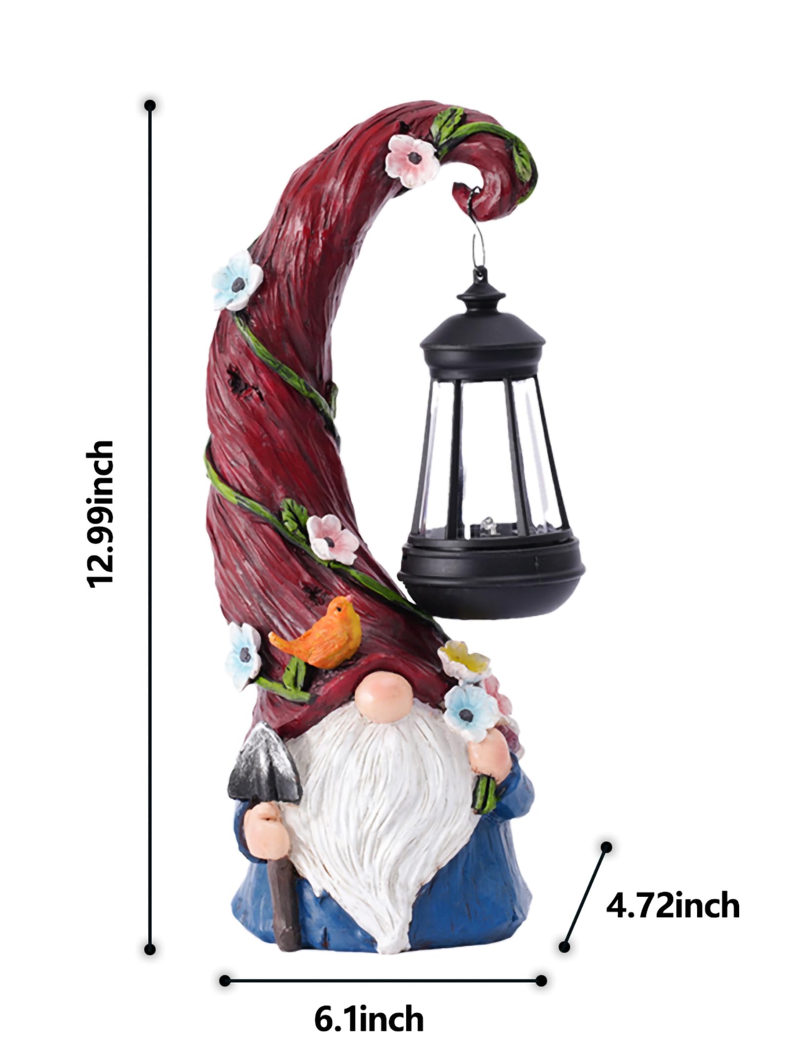 Solar Gnome Garden Statue with Lantern Light - Outdoor Yard Decor for Patio, Lawn & Garden - Perfect Mother's Day Gift & Home Decoration