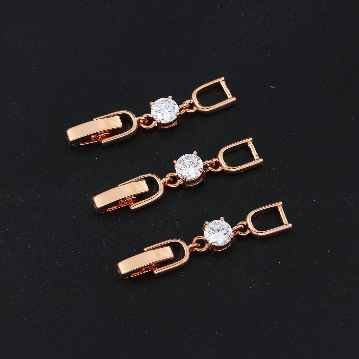Rose Gold Plated Crystal Rhinestone Jewelry Extenders - 3pcs Foldover Extension Clasps for Necklaces & Bracelets | DIY Jewelry Making Supplies | Perfect for Adjusting Length & Repairing Broken Chains