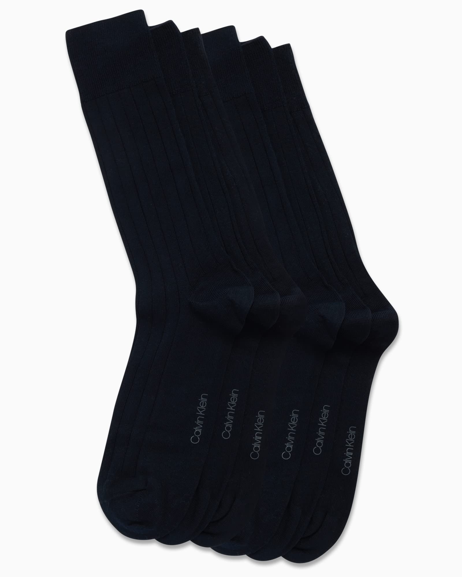 Calvin Klein Men's Dress Socks 6-Pack - Soft Cotton Blend Crew Socks for Business & Formal Wear - Comfortable Pull-On Socks for Men Size 7-12 - Perfect for Office, Wedding & Special Occasions