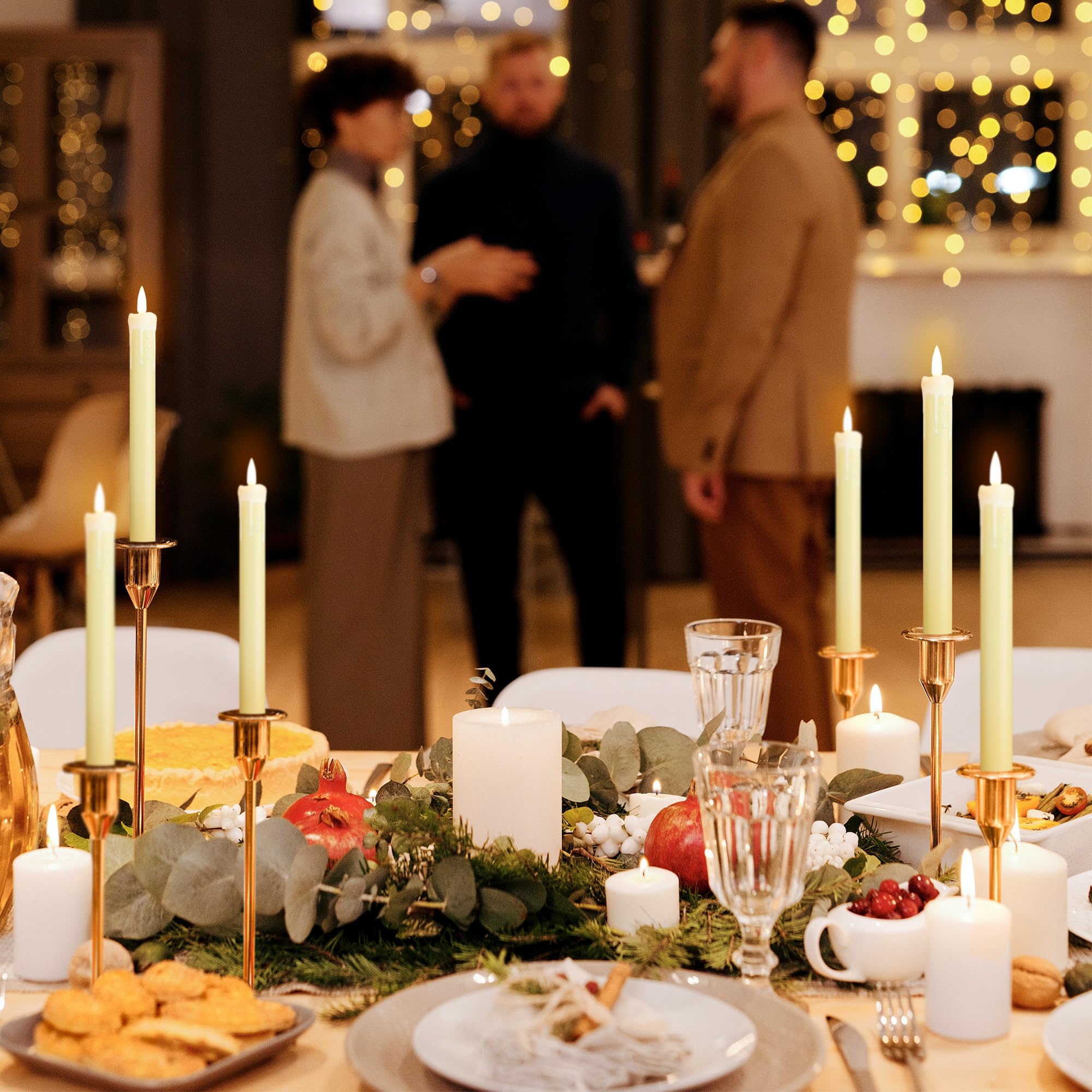 Flameless LED Candles with Timer & Remote - 6 Pack Battery Operated Dripping Wax Electric Candles, Realistic Flickering Fake Candles for Christmas, Wedding, Mother's Day - Ivory - Perfect for Home Decor, Romantic Dinners & Holiday Centerpieces