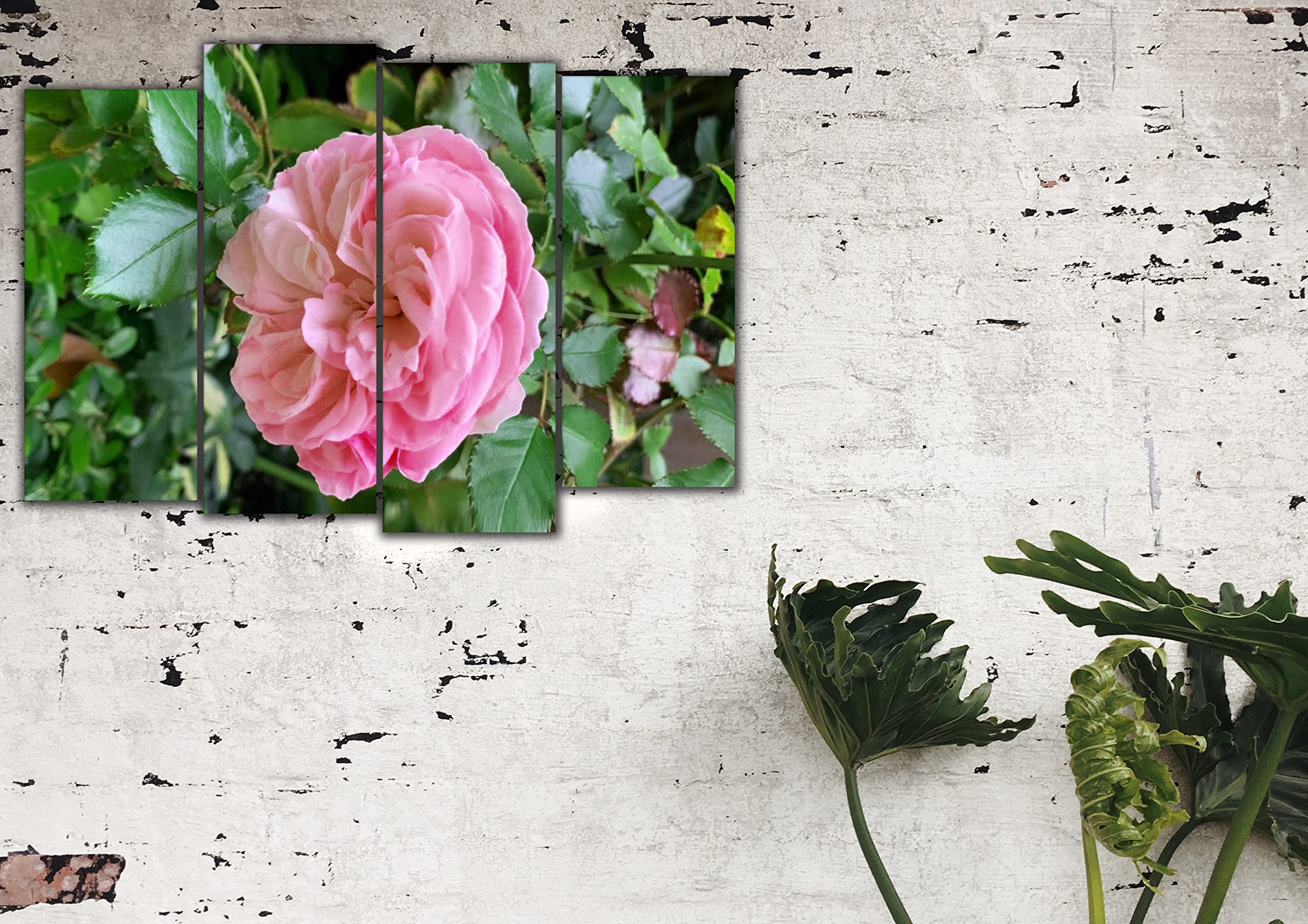 4-Piece Pink Rose Floral Canvas Wall Art Set - Morning Flowers Painting Poster Print for Living Room Decor (32x44 Inches) - Perfect for Home, Bedroom & Office Wall Decoration