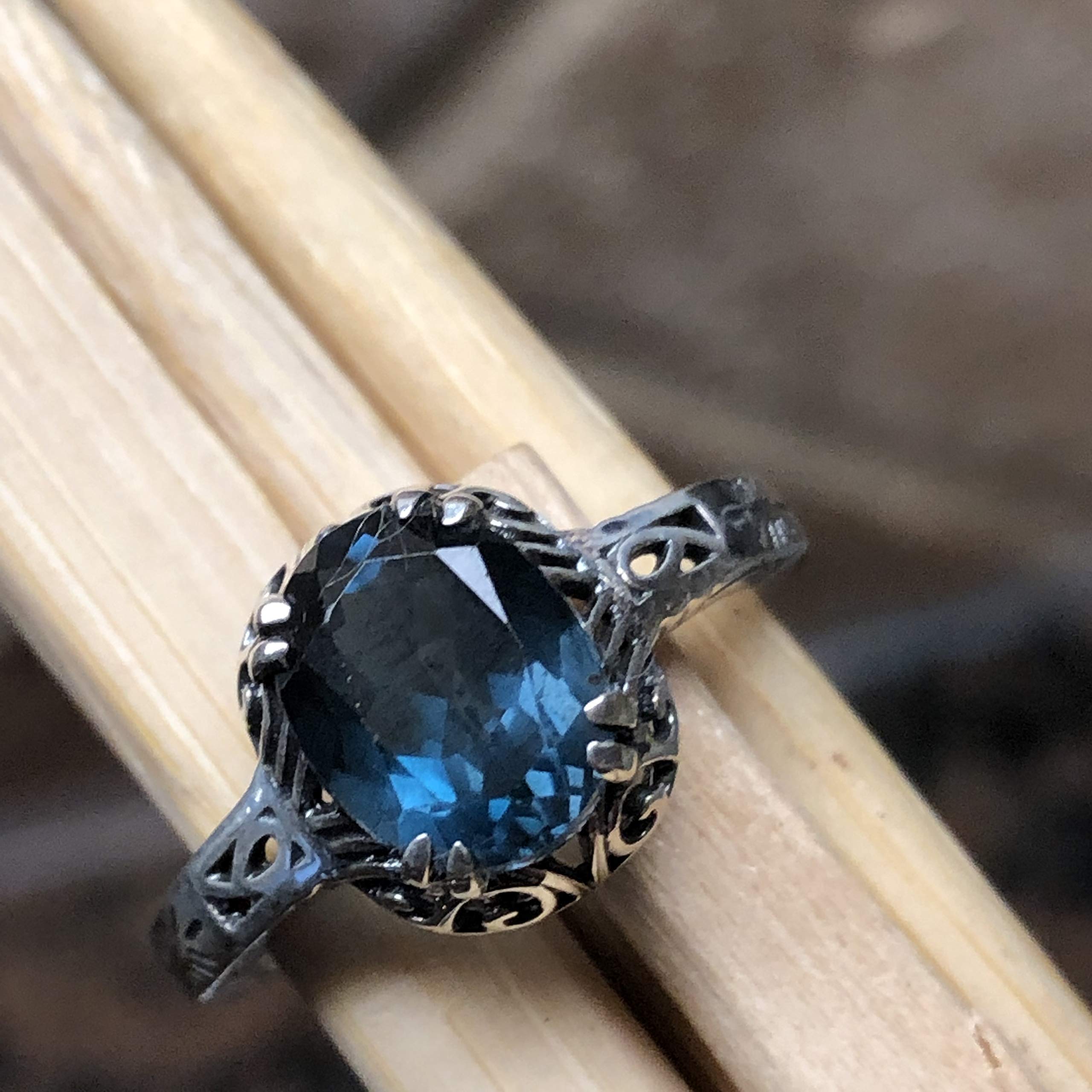 2ct London Blue Topaz 925 Sterling Silver Engagement Ring for Women - Size 6, 8, 9 - Natural Gemstone Wedding Band, Anniversary Gift for Her - Perfect for Proposals, Bridal Jewelry & Special Occasions