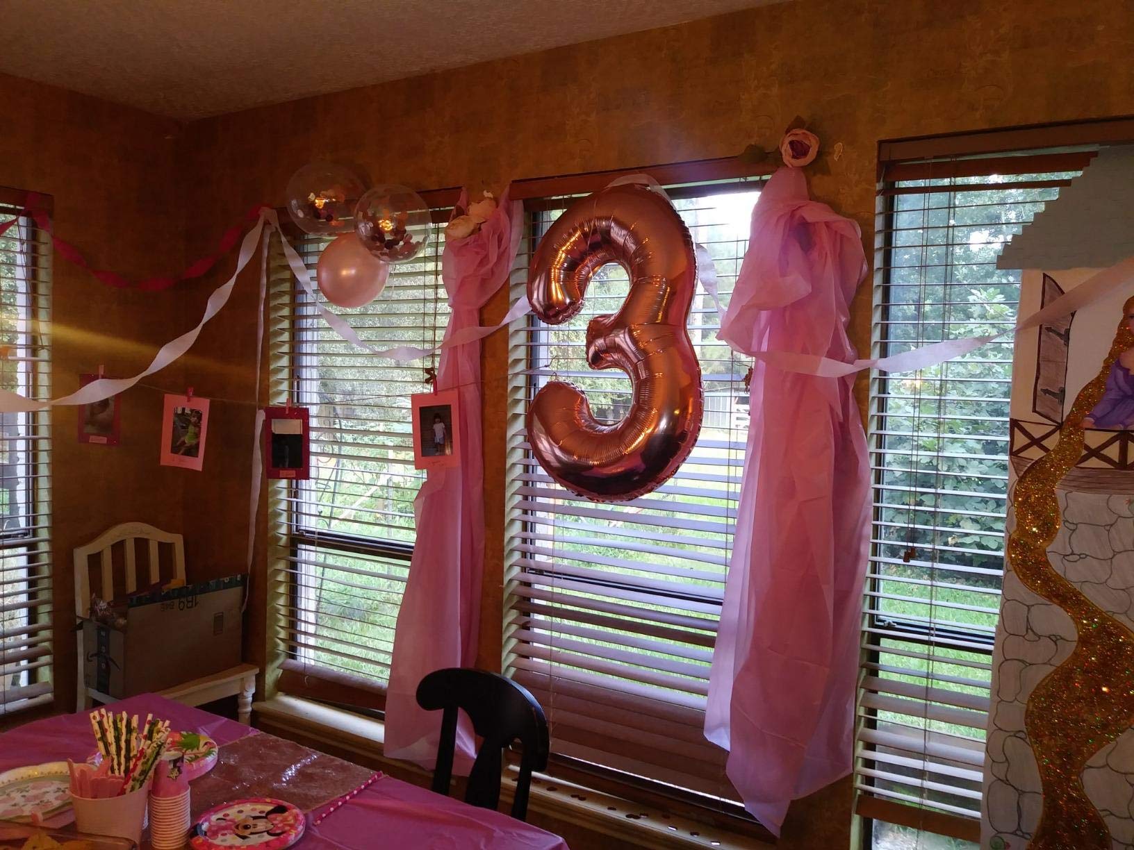 Tellpet 40 Inch Rose Gold Number 3 Balloon - Large Foil Balloons for Birthday Parties, Baby Showers, Anniversaries & Special Events Decorations