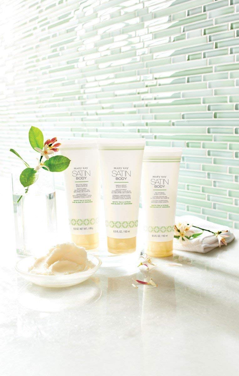 Mary Kay Satin Body Shea Set - Revitalizing Body Scrub, Indulgent Body Wash & Silky Lotion 6.5 oz (185g) for Smooth, Hydrated Skin | Perfect for Daily Skincare Routine & Spa Day at Home