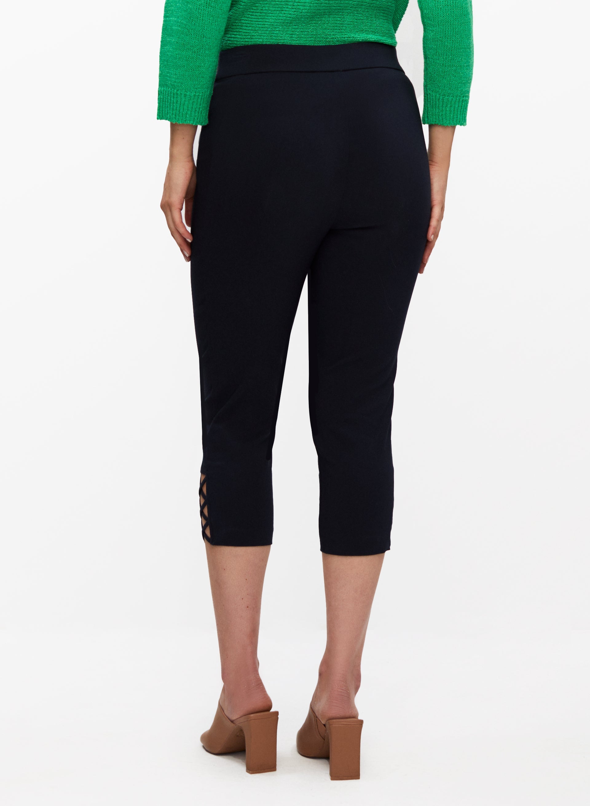 Women's Cross Detail Capris - Stretchy High Waist Yoga Pants for Workout & Lounge - Perfect for Yoga, Gym, Running and Casual Wear