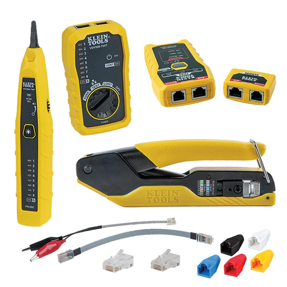 Klein Tools 80085 VDV LAN Cable and Wire Tester Kit - 6-Piece Set for RJ45 Modular Data Plugs | Network Cable Testing for Home, Office & IT Professionals
