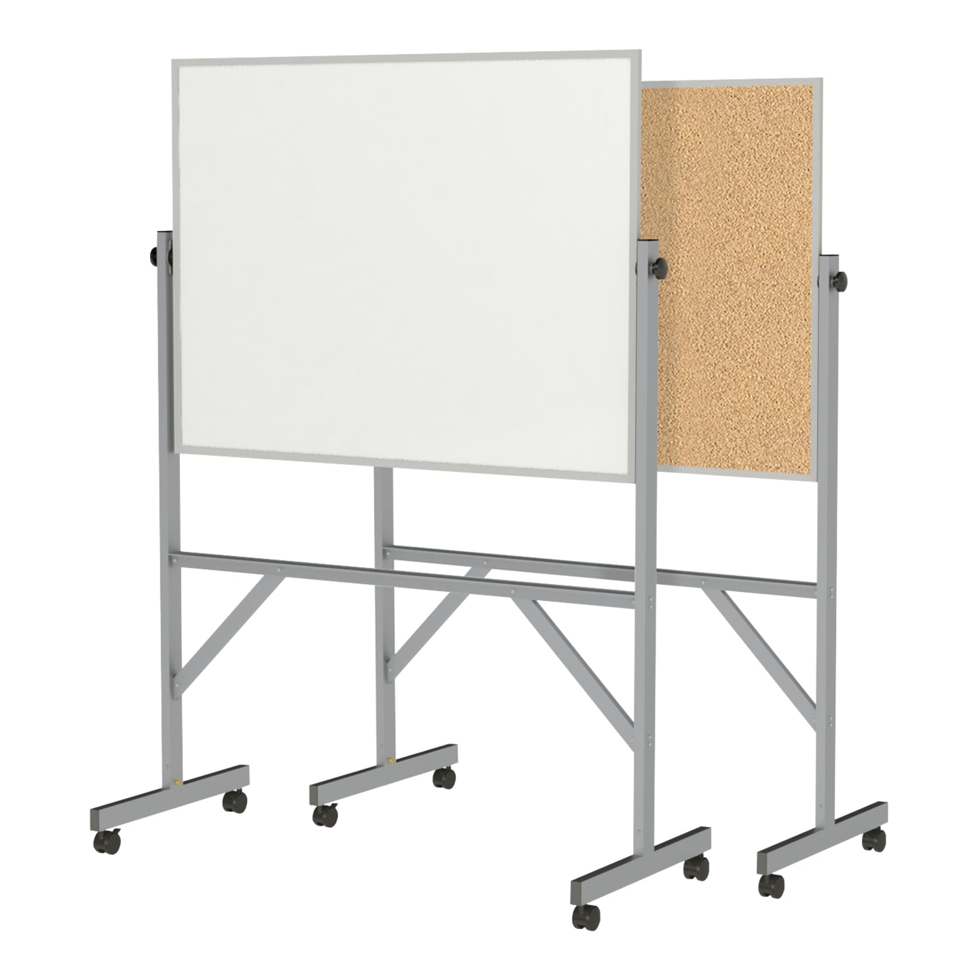 Ghent 3' x 4' Aluminum Frame Reversible Cork Bulletin Board - Non-Magnetic Whiteboard & Natural Cork Combo with 4 Dry Erase Markers & Eraser - Perfect for Office, Classroom, or Home Organization