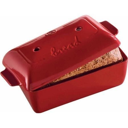 Emile Henry Artisan Bread Loaf Baker - 2.5QT Ceramic Dutch Oven for Homemade Sourdough & Baguettes - Burgundy Red (Perfect for Baking, Serving & Gift Giving)