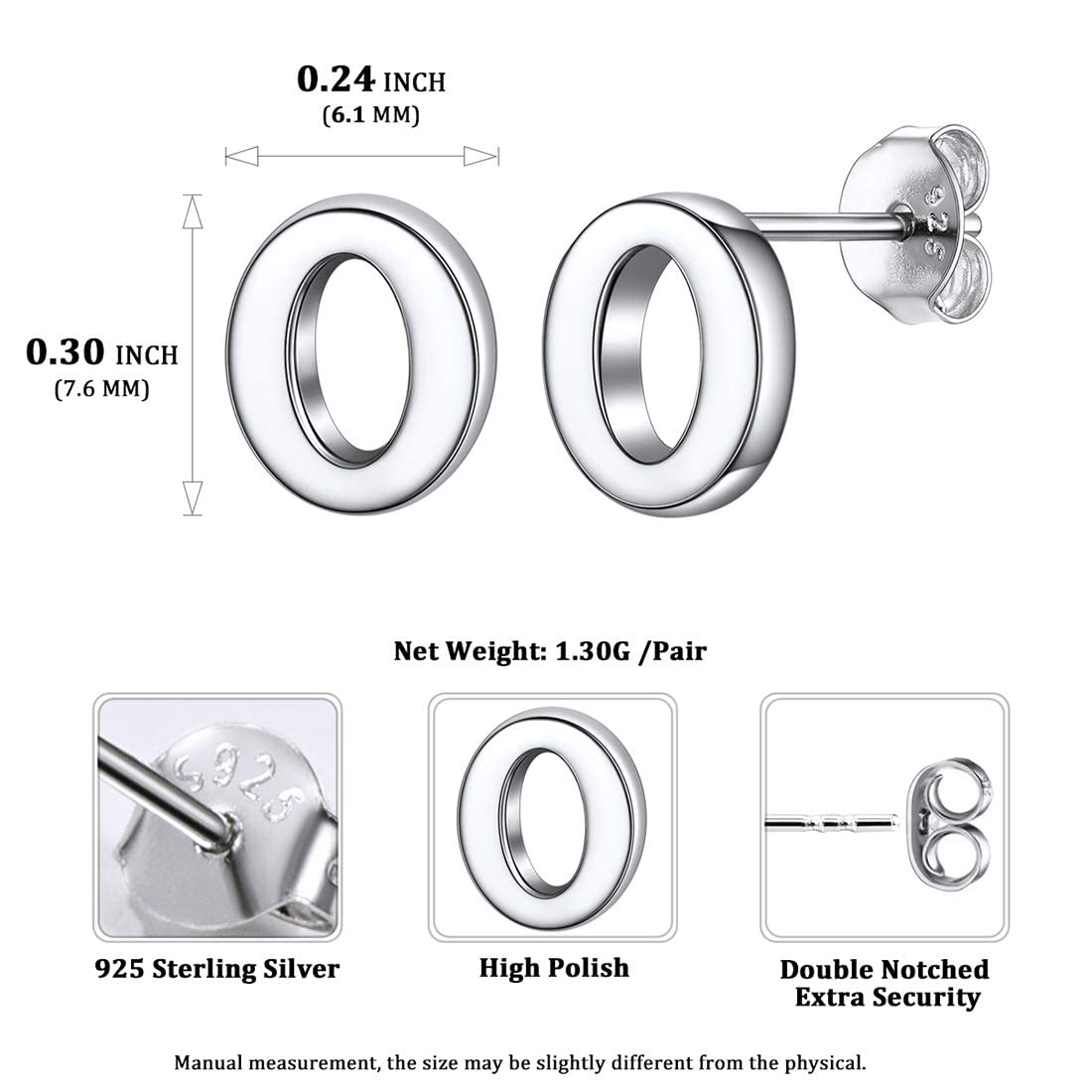 Hypoallergenic 925 Sterling Silver Initial Letter Stud Earrings for Women - Tiny A-Z Alphabet Studs for Sensitive Ears with Gift Box | Perfect for Everyday Wear, Gifts & Special Occasions