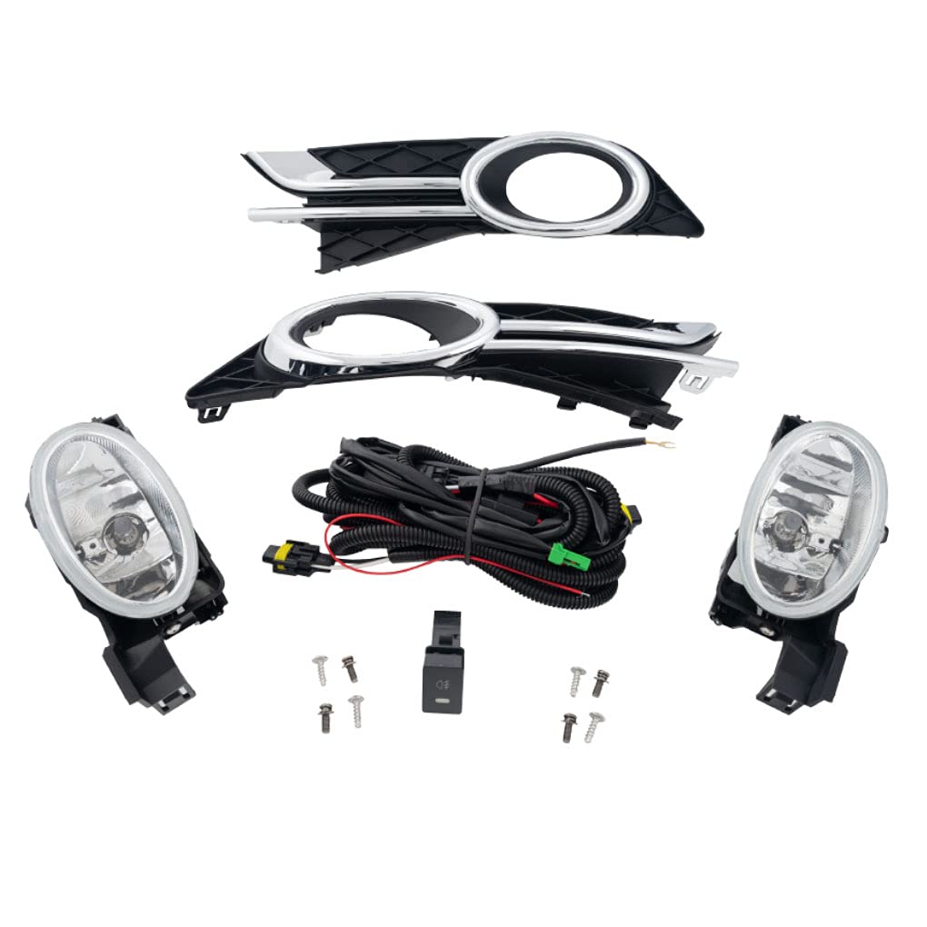 2014-2017 Honda Odyssey Fog Lights Chrome Assembly Kit with Halogen Bulbs - Left & Right Replacement for Enhanced Visibility in Rain & Fog