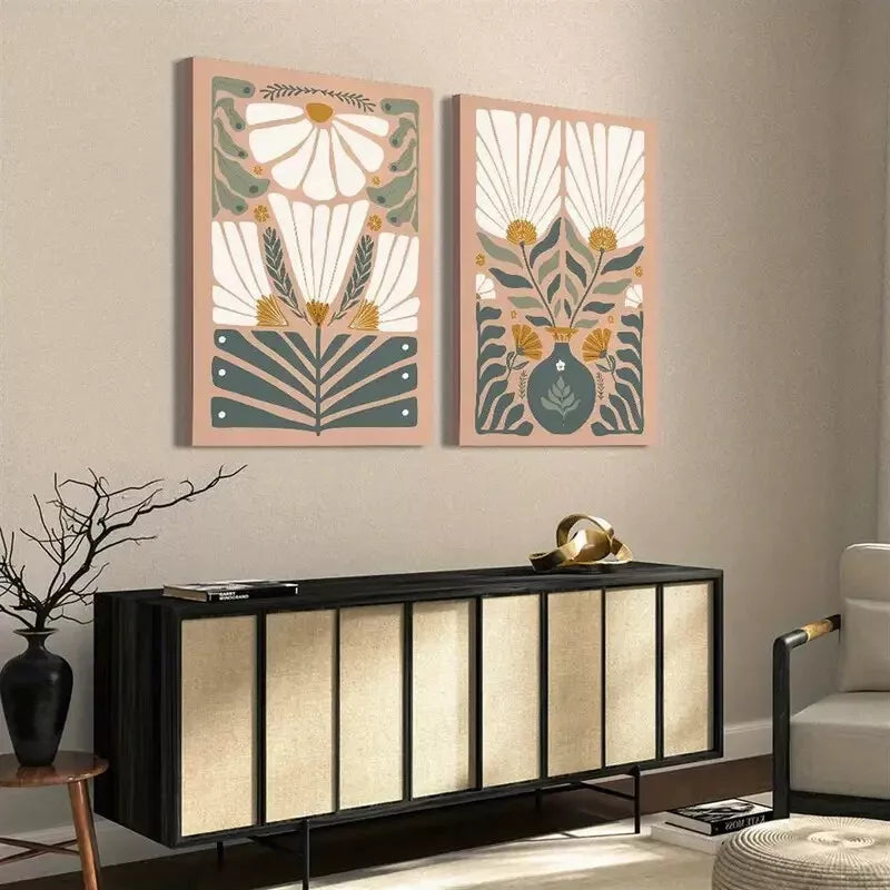 2Pcs Modern Abstract Wildflower Canvas Wall Art - 50x75cm Framed Prints - High Quality Australian Made - Ready to Hang - Perfect for Living Room, Bedroom & Office Decor