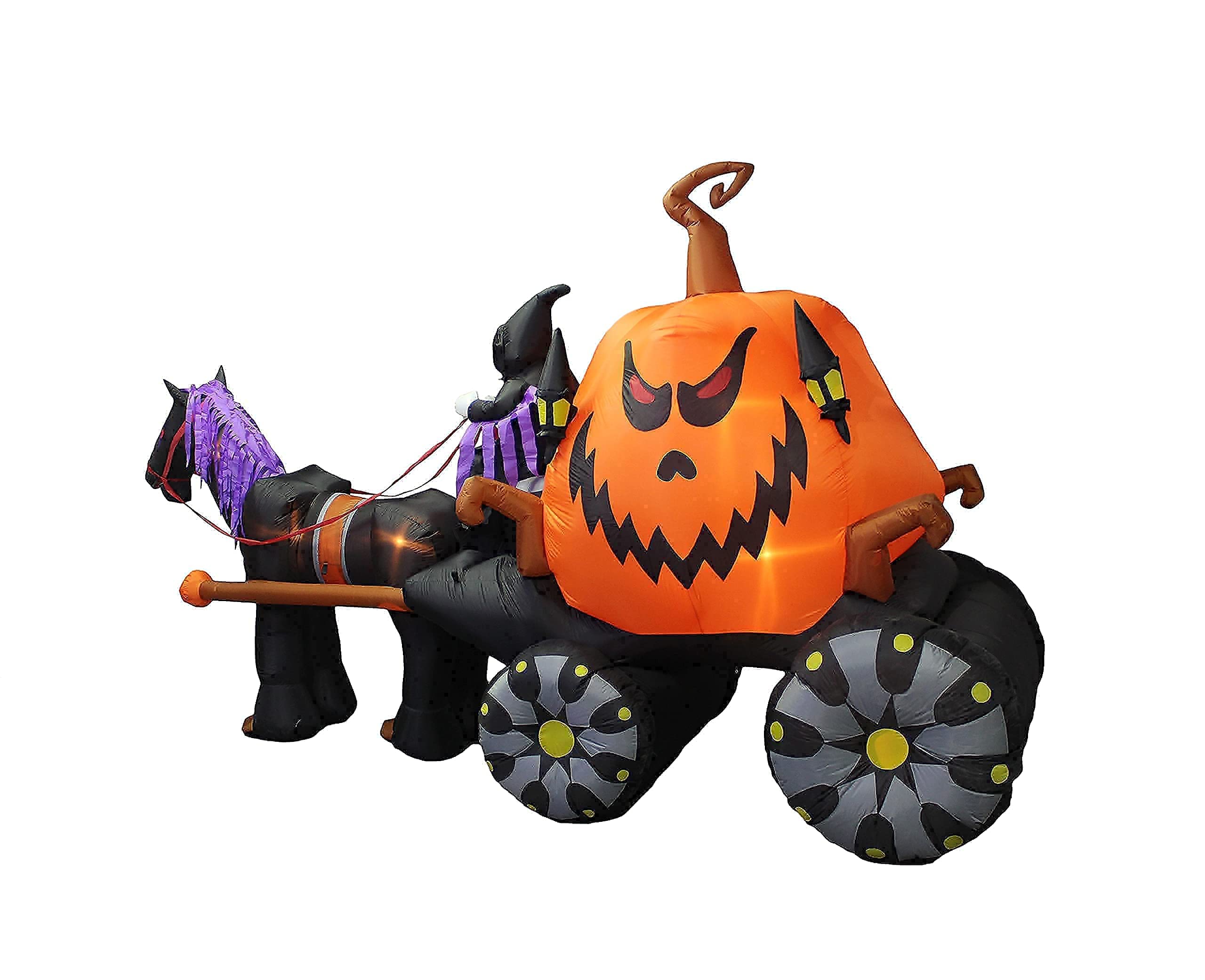 11.5ft Inflatable Grim Reaper Pumpkin Carriage & 8.5ft Haunted House Halloween Decorations Bundle - LED Light Up Outdoor/Indoor Party Decor for Yard, Porch, and Spooky Events