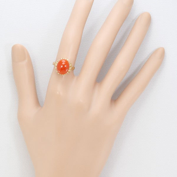 18K Yellow Gold Coral Ring for Women - Elegant Handmade Jewelry Gift for Her - Perfect for Weddings, Anniversaries & Special Occasions